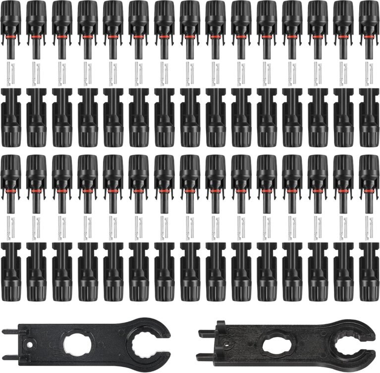MC4 Solar Panel Connectors - 30Pairs/60PCS Male & Female Solar Panel Cable Connectors Kit with 2 Spanner Wrenches IP67 Waterproof 1000V 30A