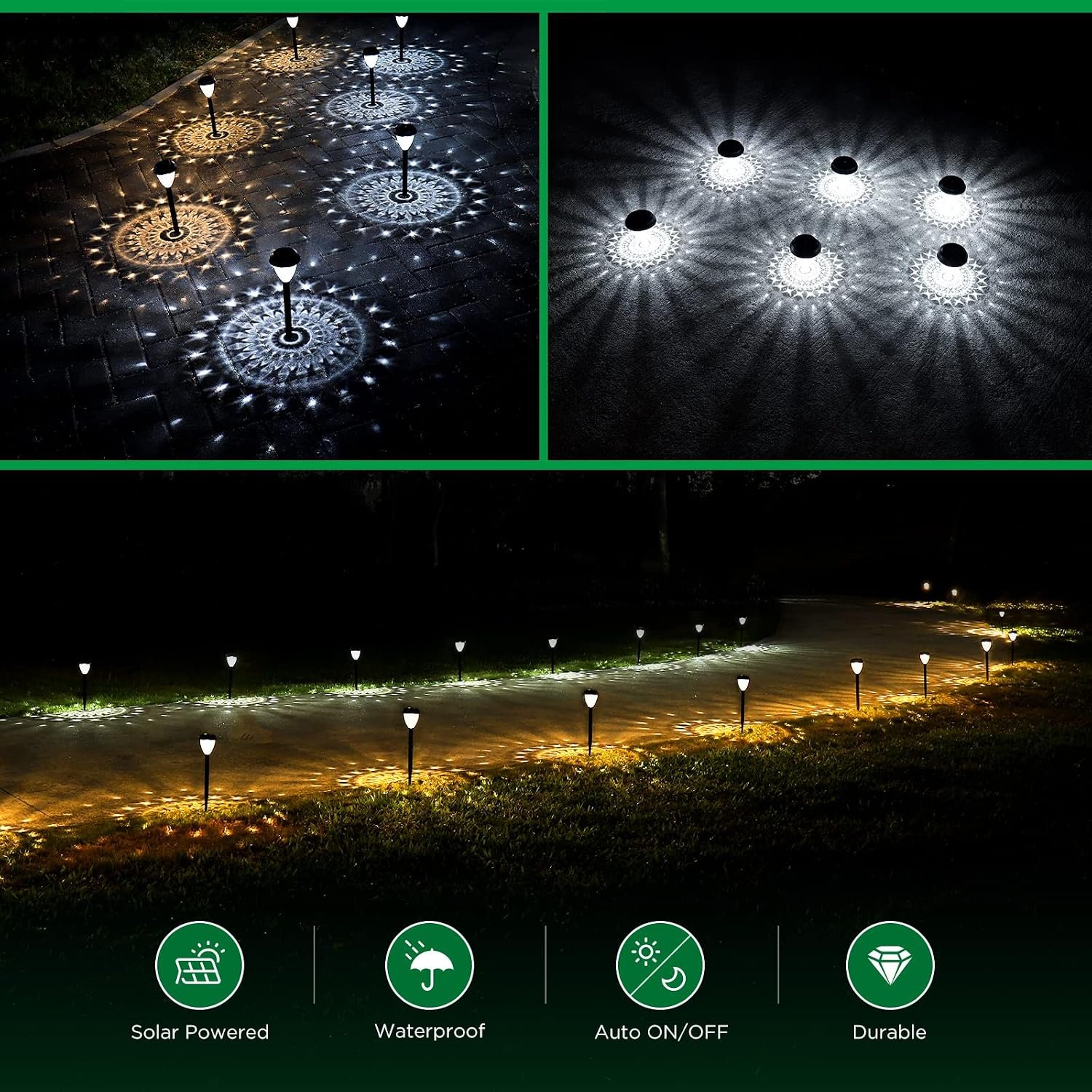URAGO Super Bright Solar Lights Outdoor Waterproof-10 Pack, Dusk to Dawn Up to 12 Hrs Solar Powered Outdoor Pathway Garden Lights Auto On/Off, LED Landscape Lighting Decorative for Walkway Patio Yard - Image 3
