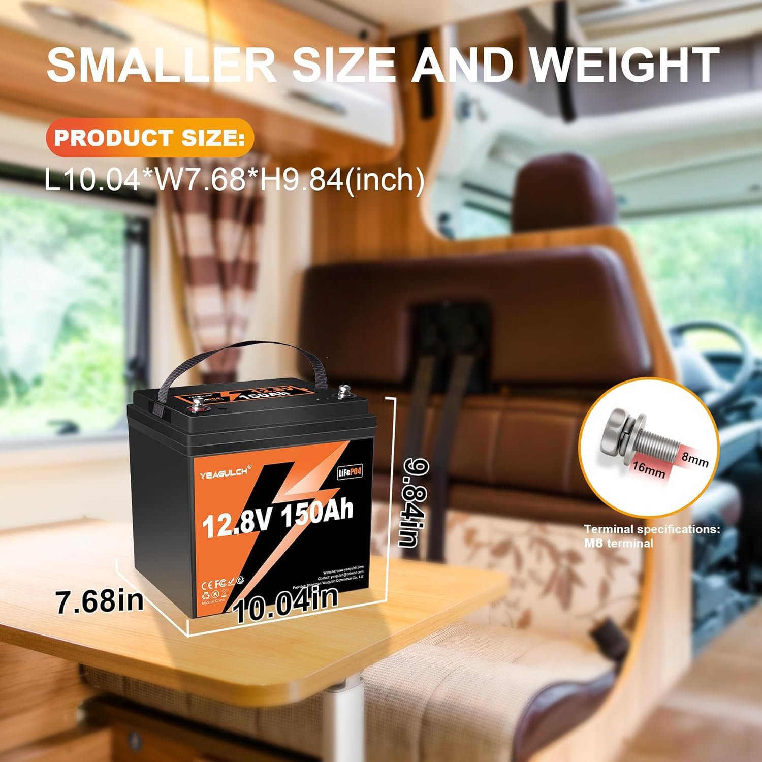 12V 150Ah Max LiFePO4 Lithium Battery 100A BMS 15000+ Deep Cycle | 1905Wh 12.8V Rechargeable Deep Cycle Lithium Iron Phosphate Battery for RV Marine, Solar, Backup Power - Image 2