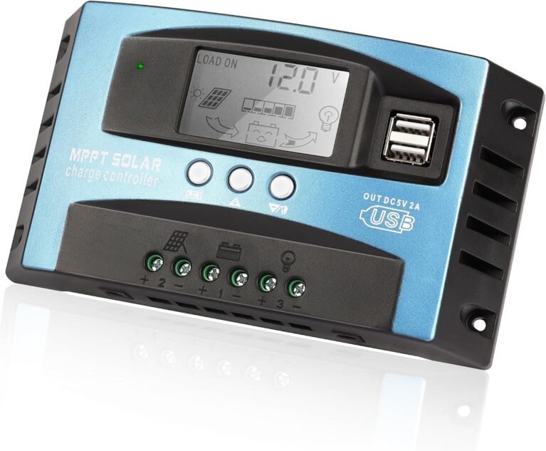 30A MPPT Solar Charge Controller for Lead-Acid/Lithium-Ion/Lithium Iron Phosphate Battery 12V/24V Auto Intelligent Regulator Solar Panel Battery Controller with LCD Display Dual USB Port