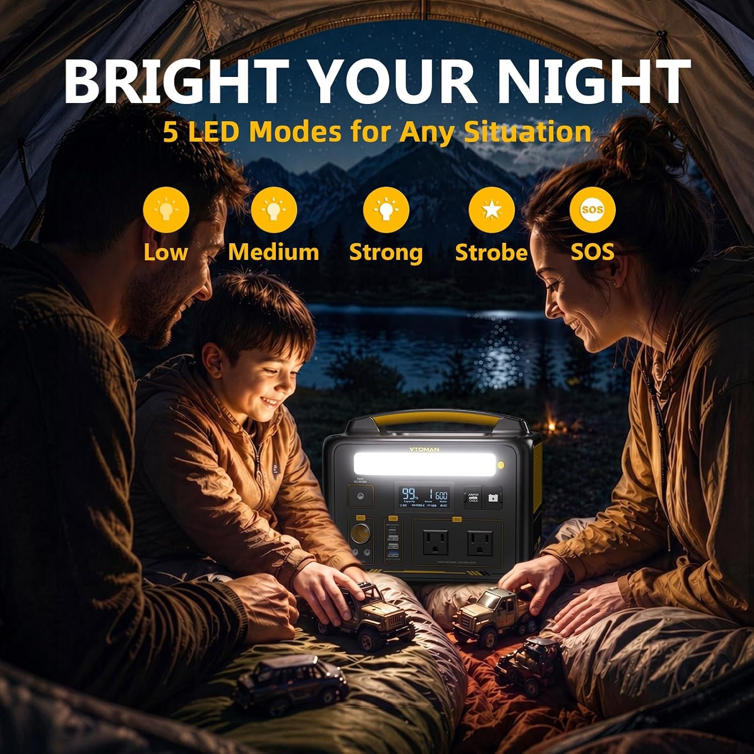 VTOMAN Jump 600X Portable Power Station 600W, 299Wh LiFePO4 Battery | 1200W Surge AC Outlet, PD 60W USB-C, 2-In-1 Solar Generator with Jump Start for Blackout, Camping, Outage and Road Trip - Image 8