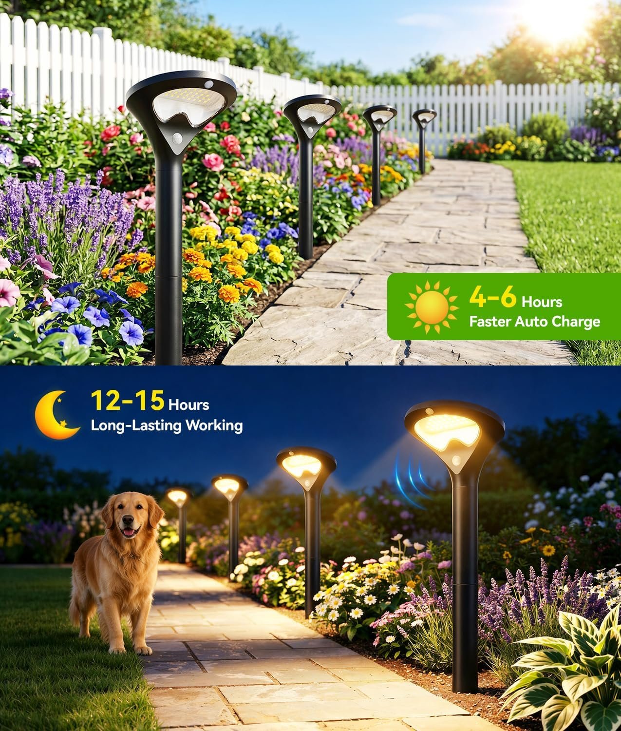 ELECLINK Solar Pathway Lights Outdoor with Motion Sensor, 6 Pack Security Solar Garden Lights, 400LM Bright LEDs, Larger Glass Panel, 3 Modes Waterproof Path Lights for Yard Patio Walkway Driveway - Image 7
