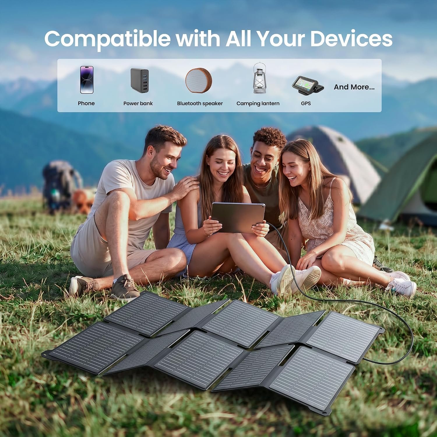 35W Portable Solar Panel Charger, 25.4% Efficiency, USB-C and USB-A | USB-C PD and USB-A QC ports charge phones and power banks; 1.5 lb foldable IP68-rated design fits backpacking and hiking - Image 8