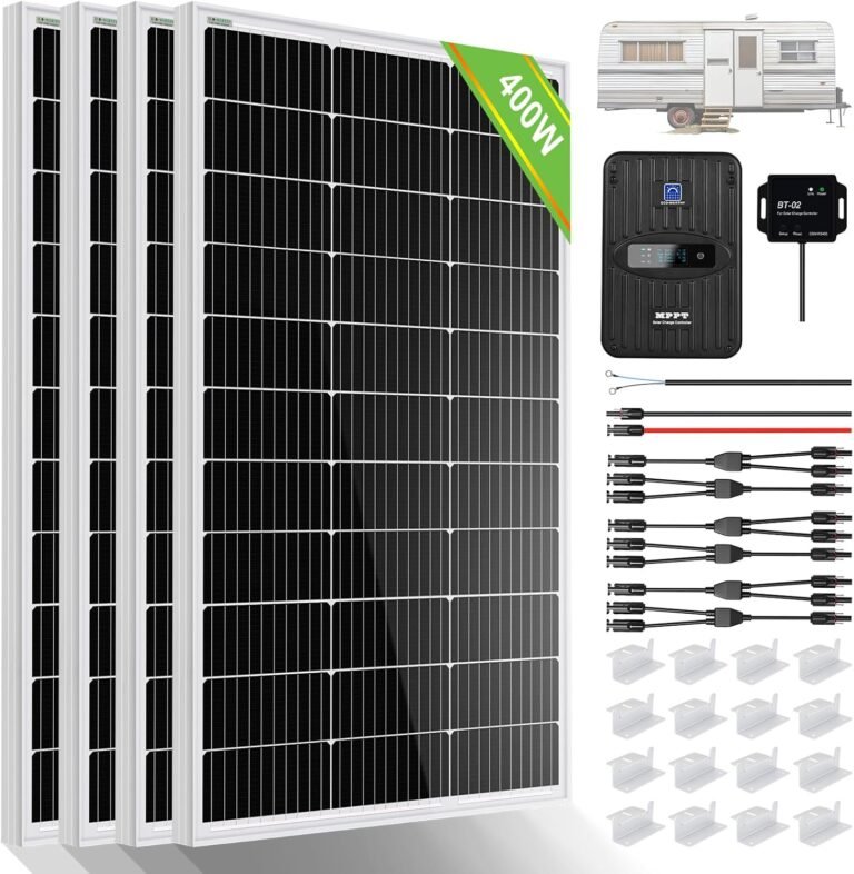ECO-WORTHY 400 Watt 12 Volt Premium Solar Panel Kit :4pcs 100W Solar Panel+ 40A MPPT Charge Controller+ Bluetooth Module+ Mounting Z Brackets, 400W 12V Solar Power Off Grid System for Home, RV, Boat. | 4pcs 100W N-Type Solar Panel+ 40A MPPT Charge Controller+ Bluetooth Module+ Mounting Z Brackets, for RV, Camper, Vehicle