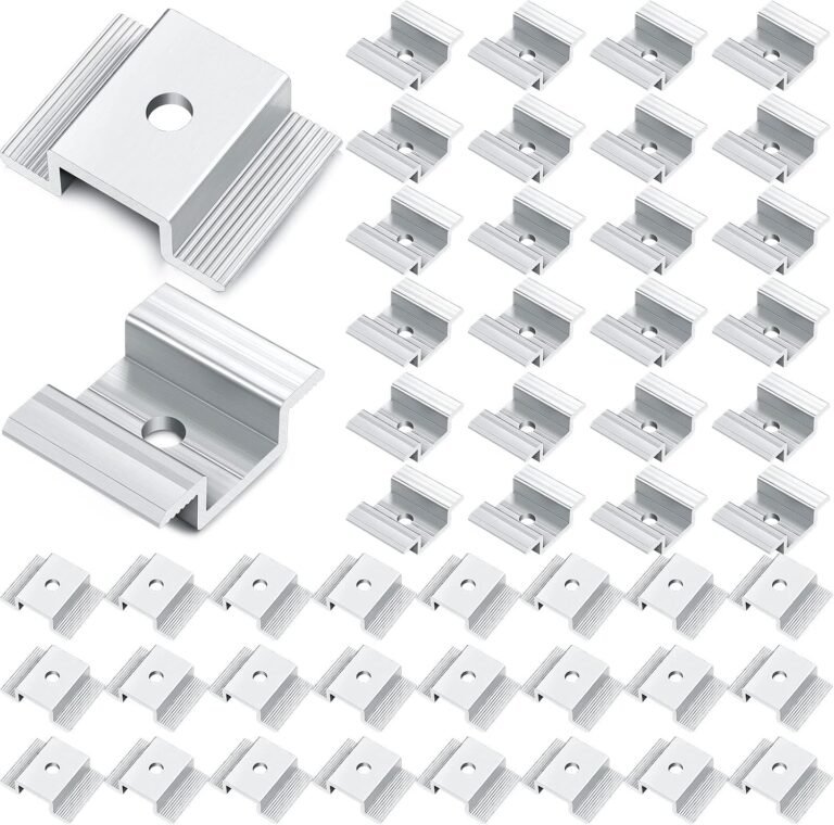 Zhengmy 48 Pack Solar Panel Mid Clamps 1.06 Inch Solar Panel Bracket Aluminium Mounting Accessories Aluminum Solar Mid Clamp for Solar Panel Mounting Solar Panel Mid Clamp