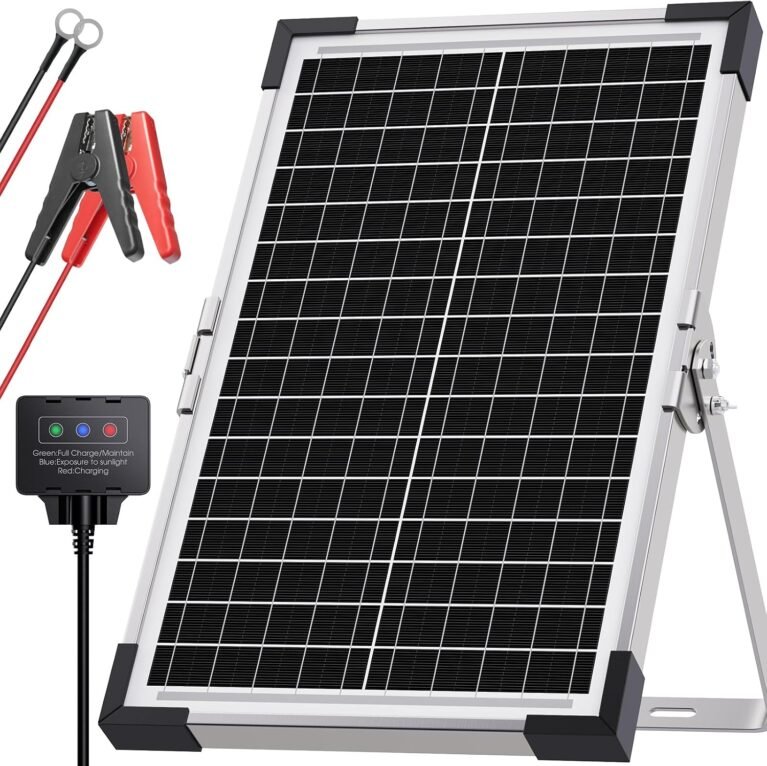 7.5W Solar Battery Maintainer & Trickle Charger, 12V Waterproof Panel with IP68 Smart Controller, Overcharge & Reverse Protection for Car, Automobile, Boat, RV, Motorcycle, Marine, Trailer