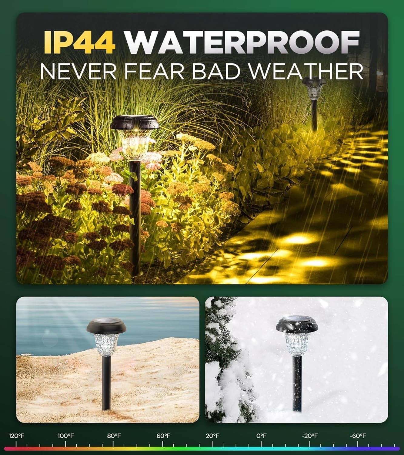 10 Pack Ultra Bright Solar Lights Outdoor Waterproof, from Dusk to Dawn Up to 12H Outdoor Solar Lights, Auto On/Off Solar Powered Garden Pathway Lights, Landscape Lighting Decorative for Yard, Patio - Image 5