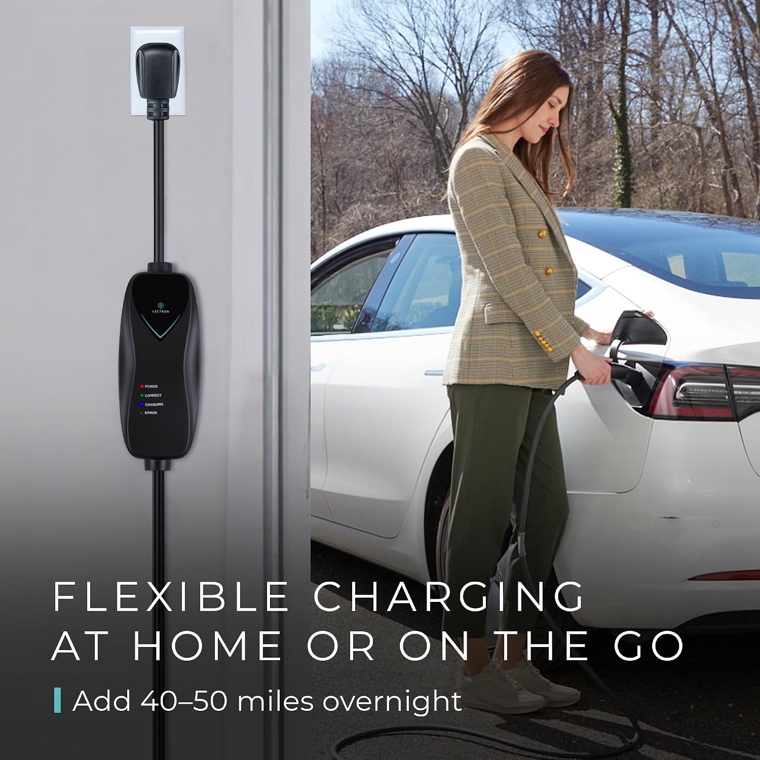 Lectron Level 1 Tesla Charger - 120V, 15 Amp, NEMA 5-15 Plug, 16 ft Extension Cord - Portable Electric Car Charger for Tesla - Compatible with All Tesla Models X/Y/3/S/Cybertruck - Image 2