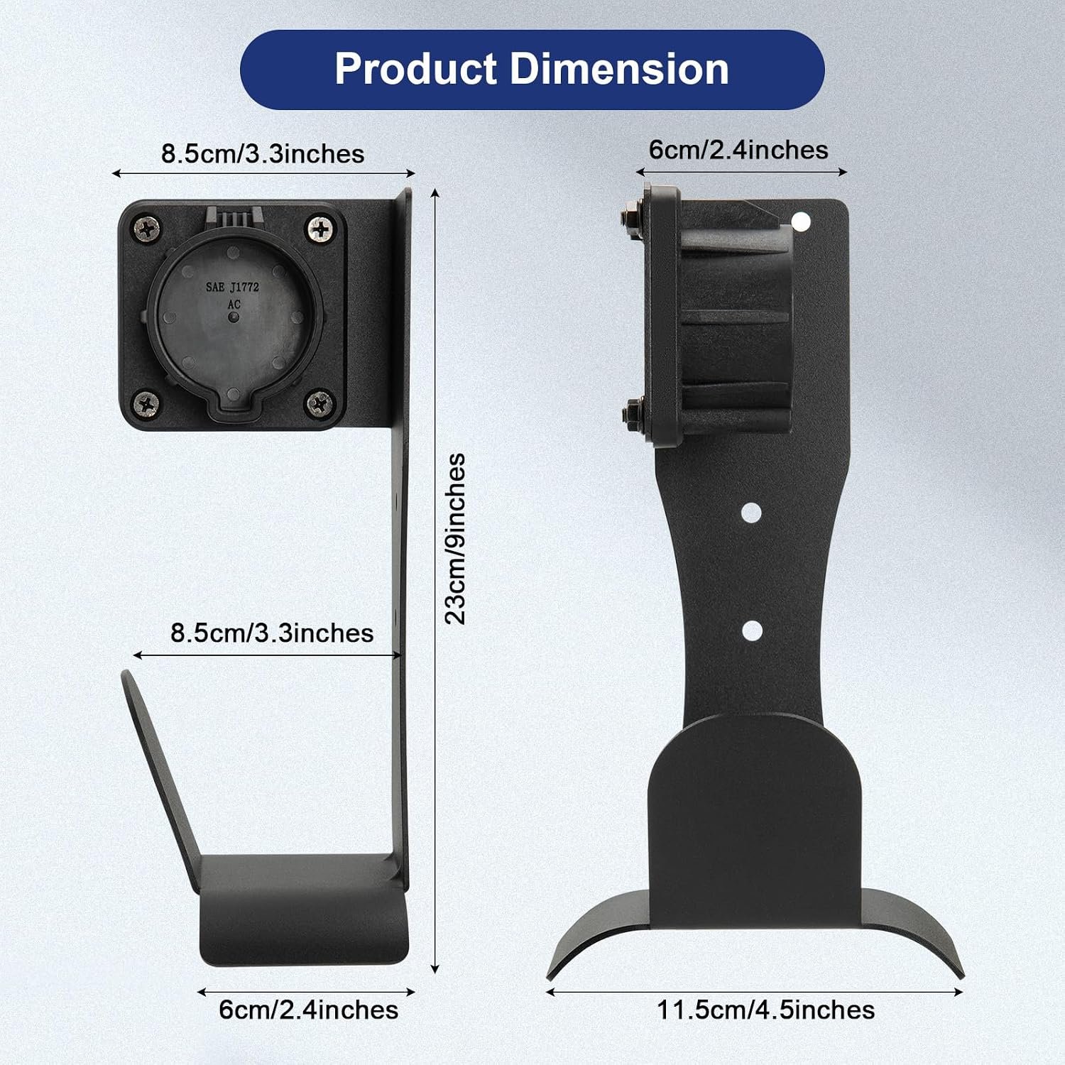 J1772 EV Charger Holder Wall Mount, Flush-Mount EV Cable Organizer | Space-Saving Low-Profile Design Prevents Protrusion Collisions, Arc-Shaped Edges Prevent Cable Damage, Indoor & Outdoor Use - Image 9