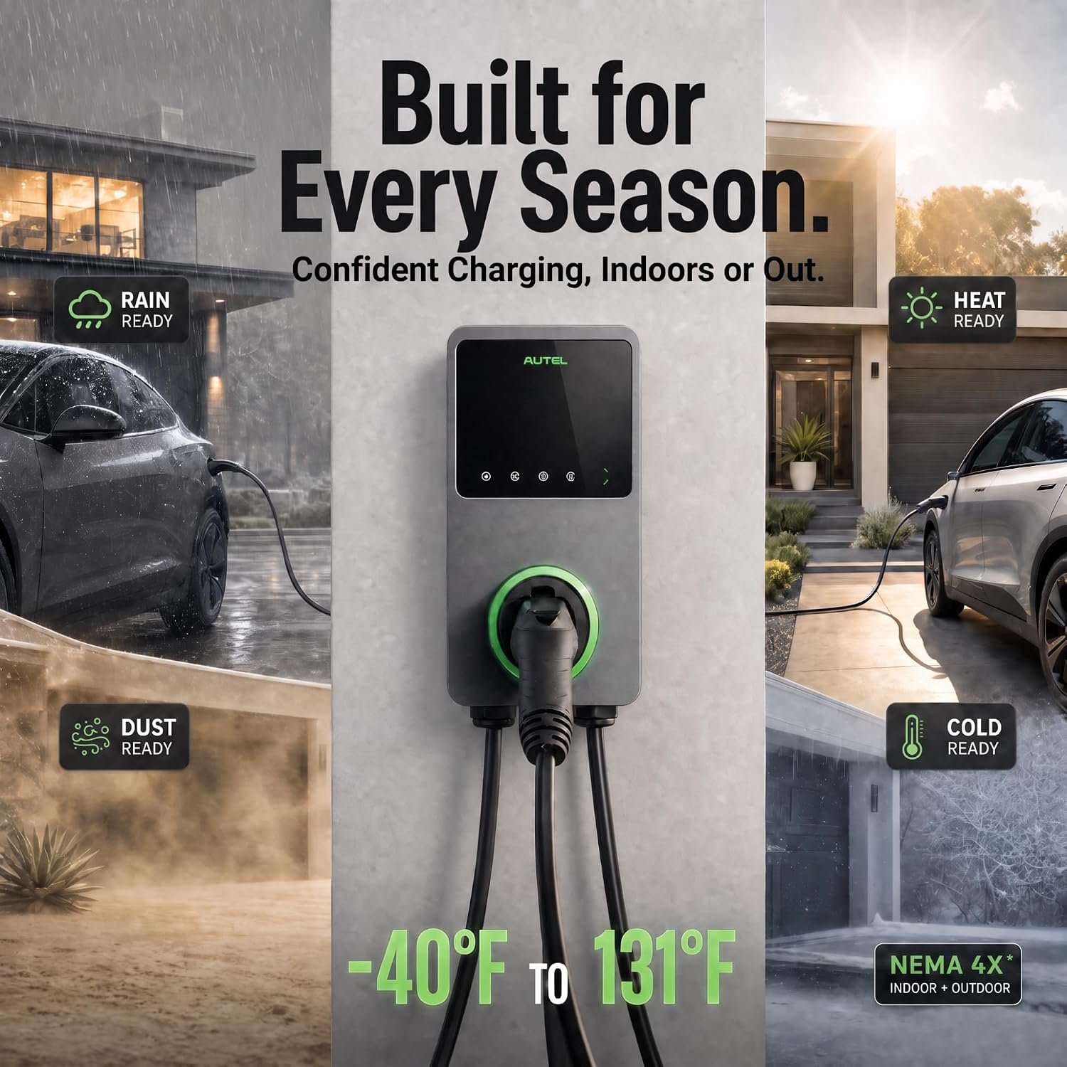 Autel 50A Level 2 EV Charger, 240V Hardwired J1772, WiFi Bluetooth, 25ft | Smart home charging with app control, WiFi and Bluetooth connectivity, 25-ft cable, and indoor or outdoor installation - Image 3