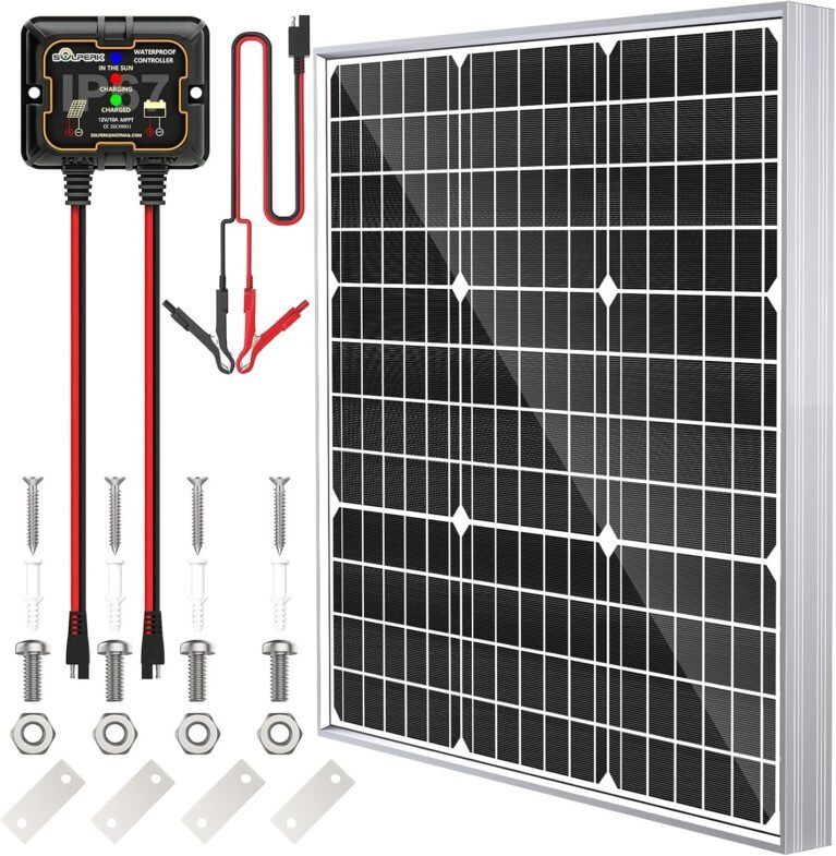 Solar Panel Kit 50W 12V, Solar Battery Trickle Charger Maintainer | Solar Battry Charger MPPT Controller for Boat RV Marine Trailer Automotive Trailer Truck Motorcycle Without Mounting Bracket