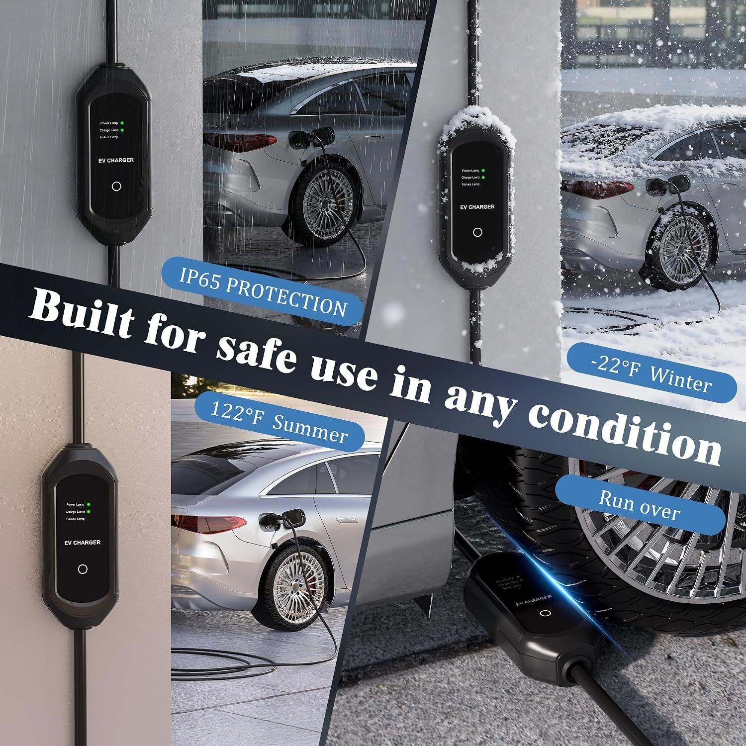 Level 1 EV Charger 16A Amp, 110V Portable EV Charger with 20FT Cable,NEMA 5-15 Plug, Home Electric Vehicle Charging Station for All J1772 Electric Cars Indoor/Outdoor Charging - Image 4