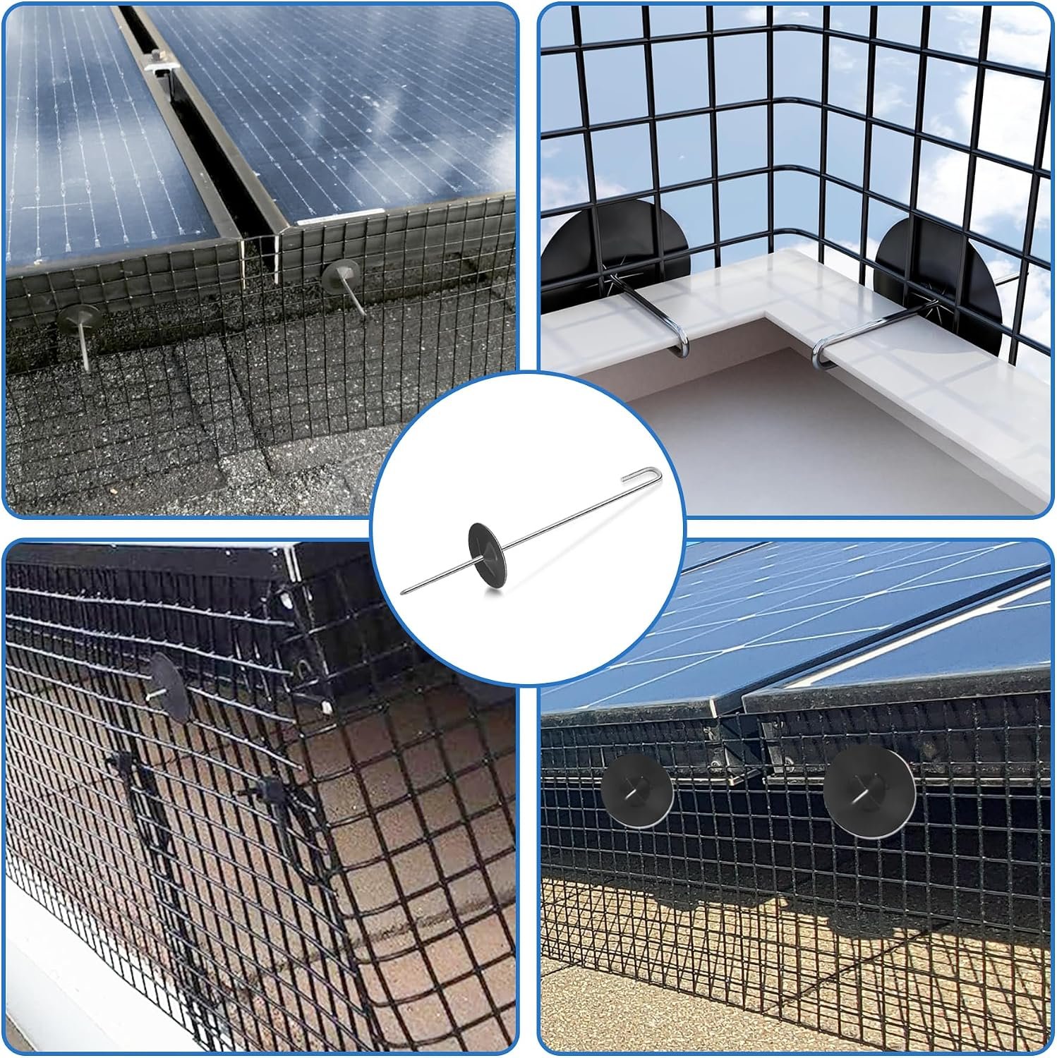 Solar Panel Bird Guard Fastener Clips, Stainless Steel Critter Guard Clips for Attaching Galvanized Welded Wire Mesh to Solar Panels, Solar Panel Hooks for Squirrel Proof Pigeon Bird Fence(60sets) - Image 7