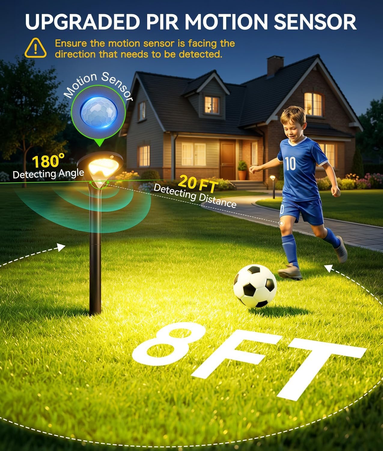 ELECLINK Solar Pathway Lights Outdoor with Motion Sensor, 6 Pack Security Solar Garden Lights, 400LM Bright LEDs, Larger Glass Panel, 3 Modes Waterproof Path Lights for Yard Patio Walkway Driveway - Image 4