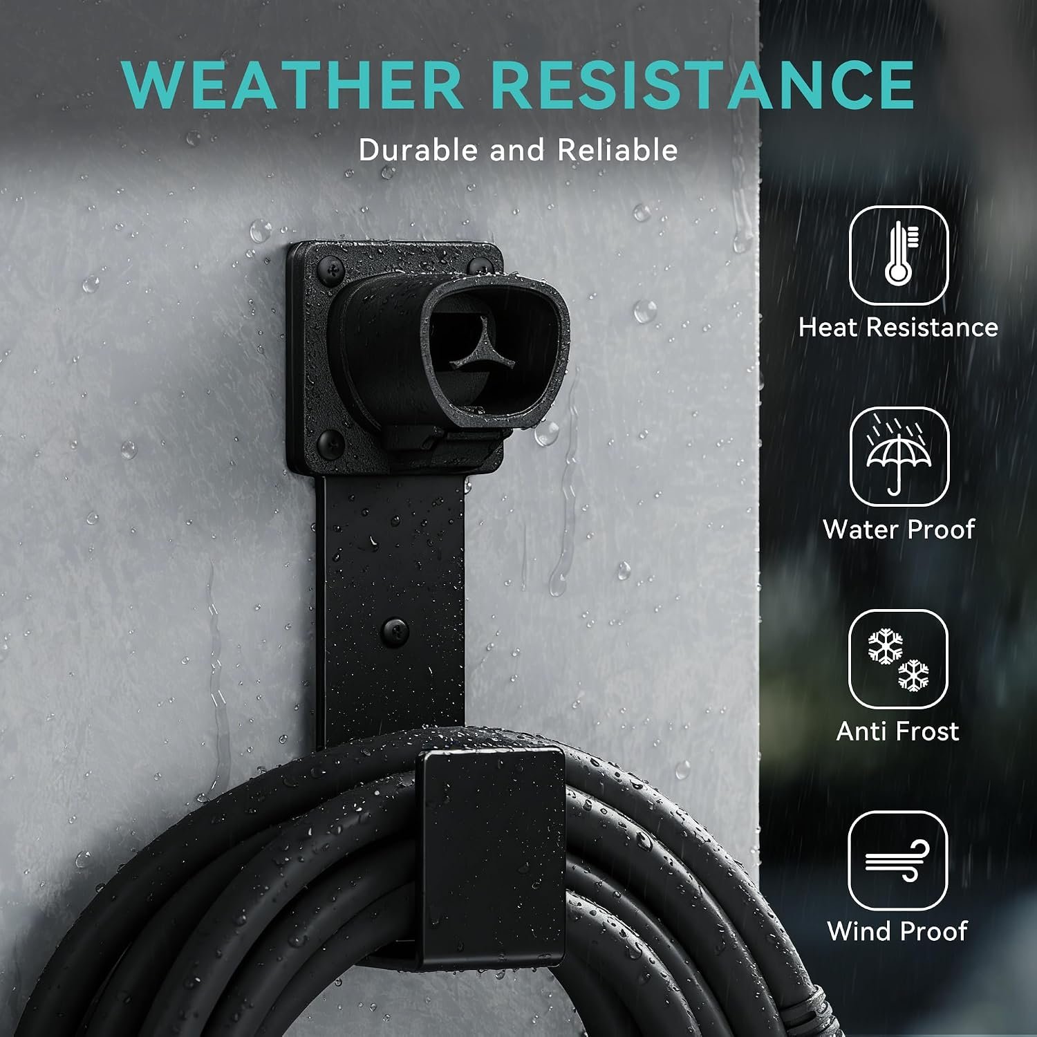 EV Charger Holder - Tesla Connector, Nozzle Holster Dock and J-Hook Combination, EV Cable Holder Wall-Mount Electric Vehicle Charger - Image 3