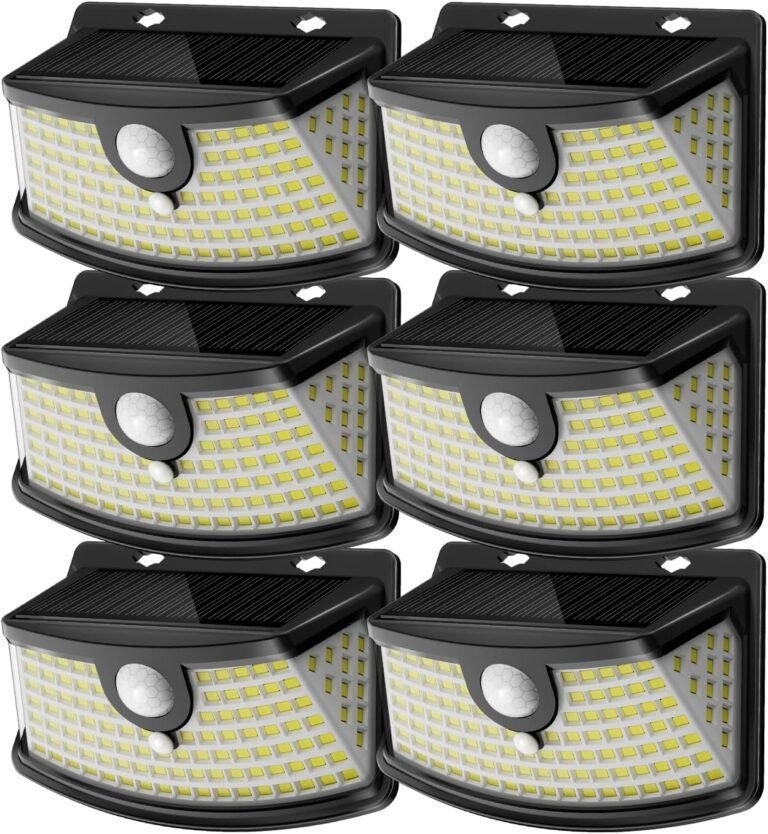 Aootek Solar Motion Sensor Lights Outdoor 120 LEDs, Black, 6 Pack | Lights Reflector, 270° Wide Angle, IP65 Waterproof, Step Lights For Front Door, Yard, Garage, Deck