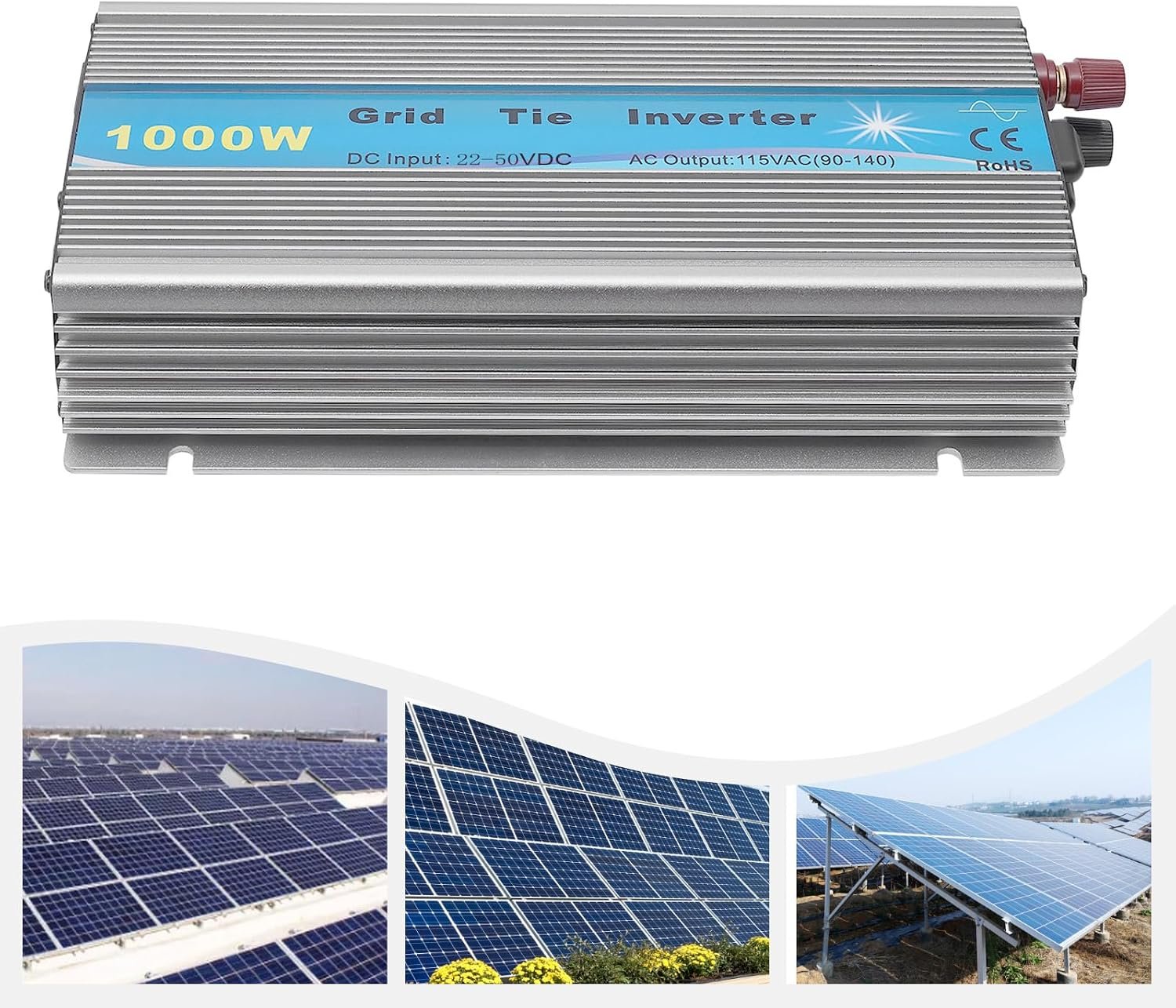 1000W Solar Grid Tie Inverter, MPPT Pure Sine Wave, Solar Powered Reversing Converter, High Efficiency, 22-50VDC Input AC90-140V Output for 36V Solar Panel/Battery - Image 6