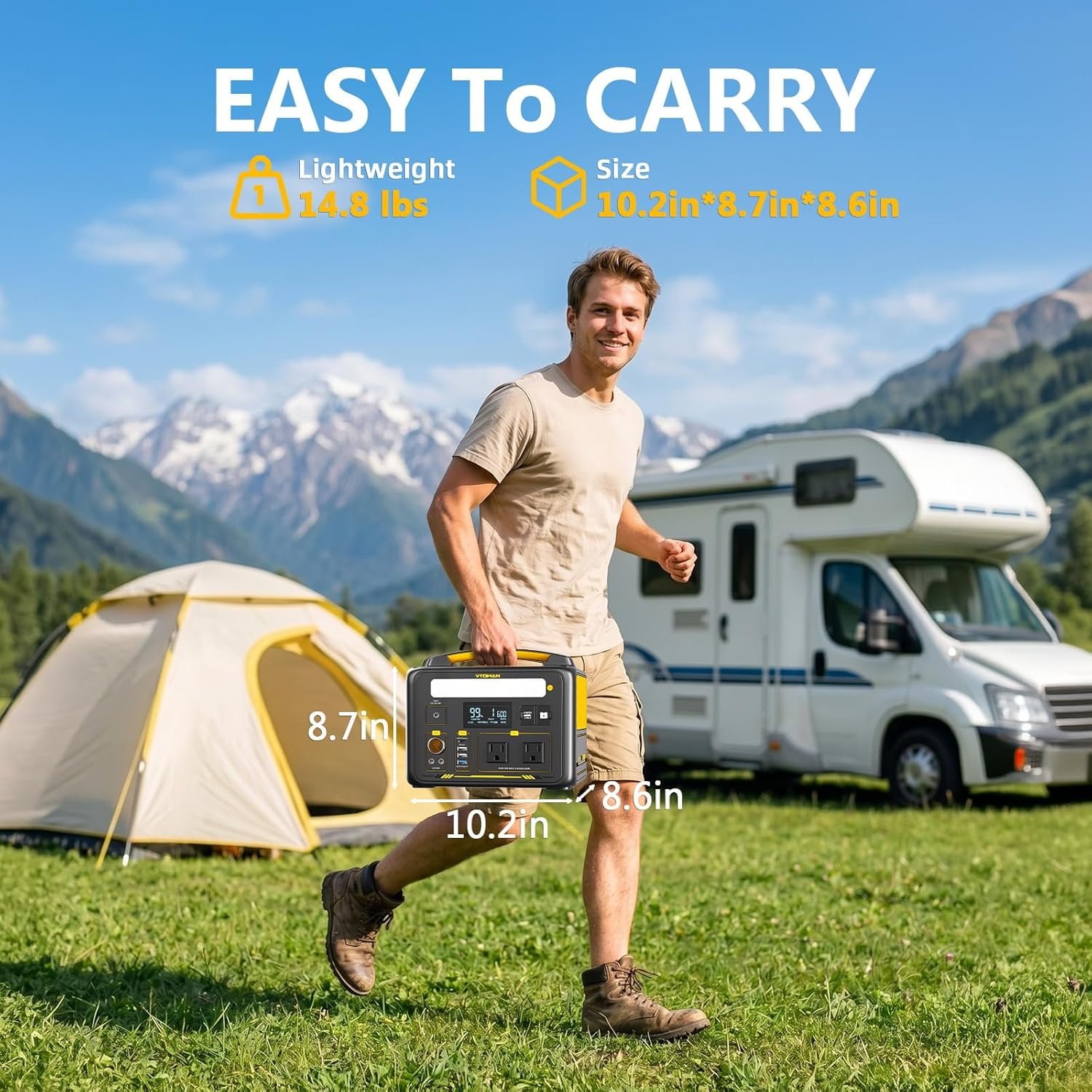 VTOMAN Jump 600X Portable Power Station 600W, 299Wh LiFePO4 Battery | 1200W Surge AC Outlet, PD 60W USB-C, 2-In-1 Solar Generator with Jump Start for Blackout, Camping, Outage and Road Trip - Image 3