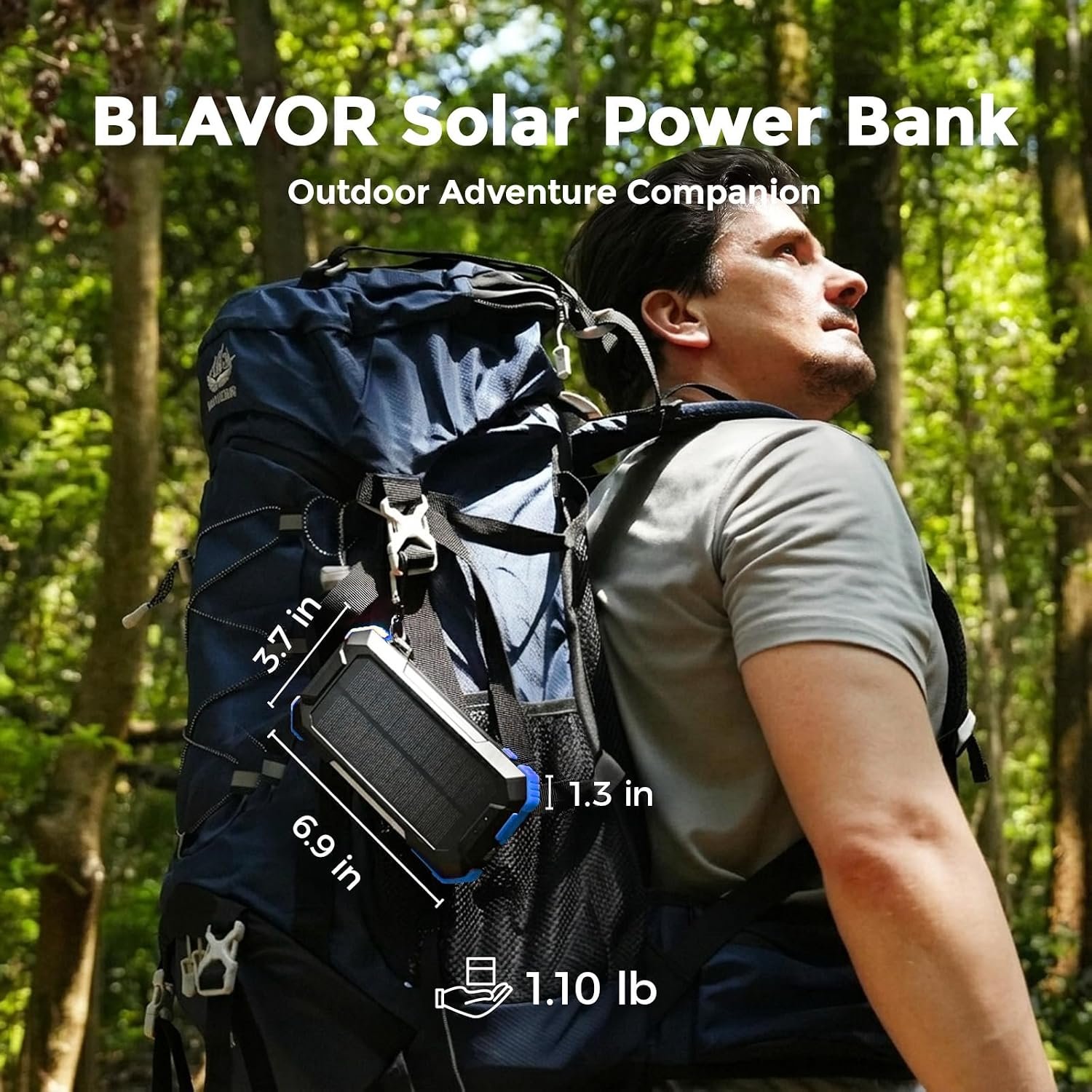 BLAVOR Solar Charger Power Bank Built-in Retractable USB-C Cable, 20000mAh Wireless Magnetic Portable Charger with Camping Light, Flashlight, 20W Fast Charging Battery Pack for Outdoor Camping Hiking - Image 7