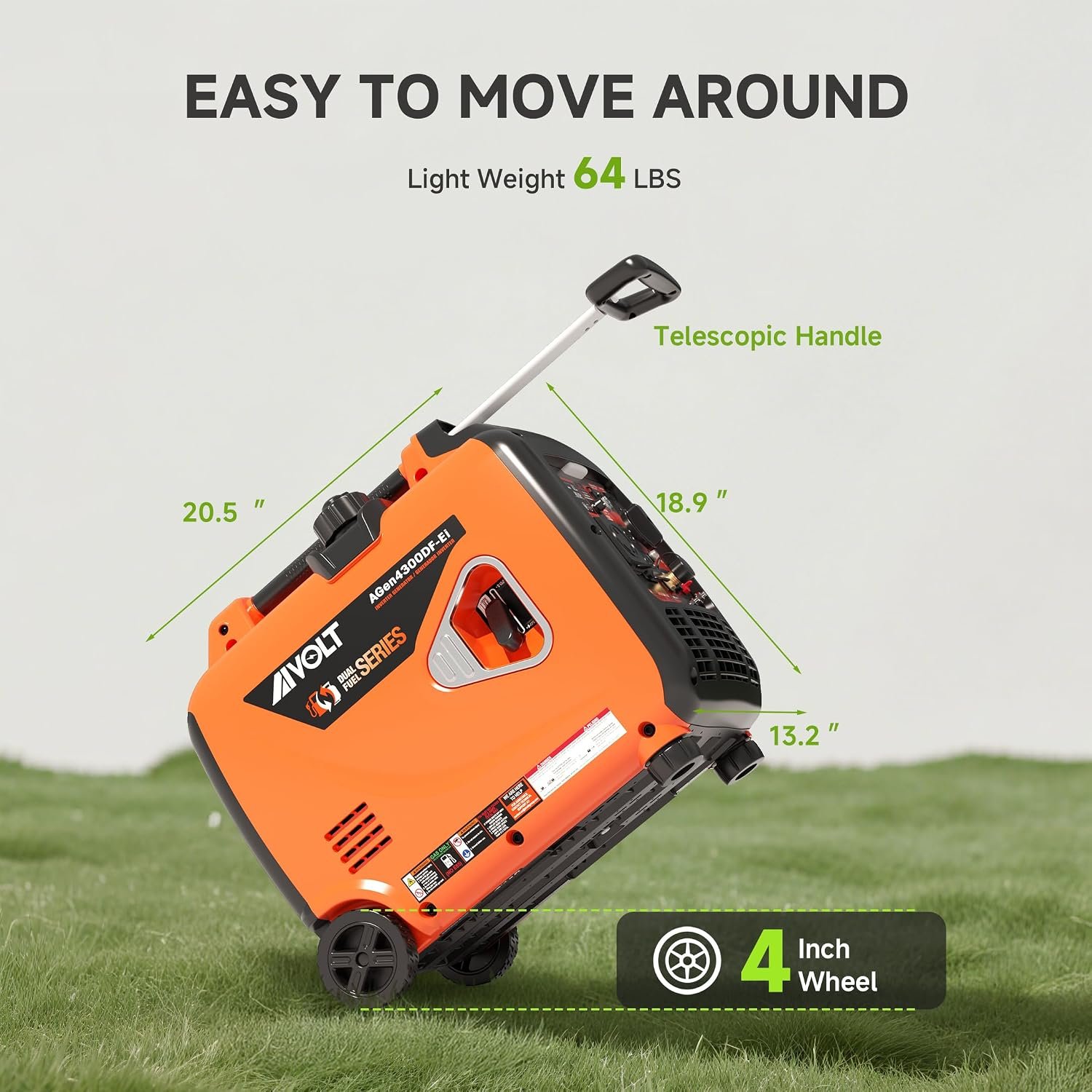 AIVOLT 4300W Dual Fuel Inverter Generator 53dB Quiet for RV Camp Home | Remote/Electric Start. 64lbs Wheels Kit. Auto-Switch Gas/Propane. 34h Propane Runtime. CO Auto-Shutoff. Parallel Ready. - Image 2