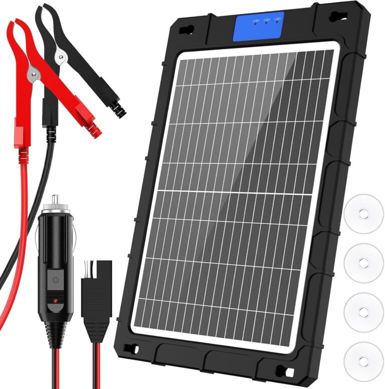 12V Solar Car Battery Charger 12W Waterproof Portable Solar Trickle Charger Maintainer with Smart PWM Controller for Car, Automotive, Motorcycle, Boat, Marine, RV,Trailer, Snowmobile, etc. | Portable Waterproof Solar Trickle Charger with Smart PWM Controller for Car,Motorcycle, Boat, Marine, RV, Trailer, Snowmobile