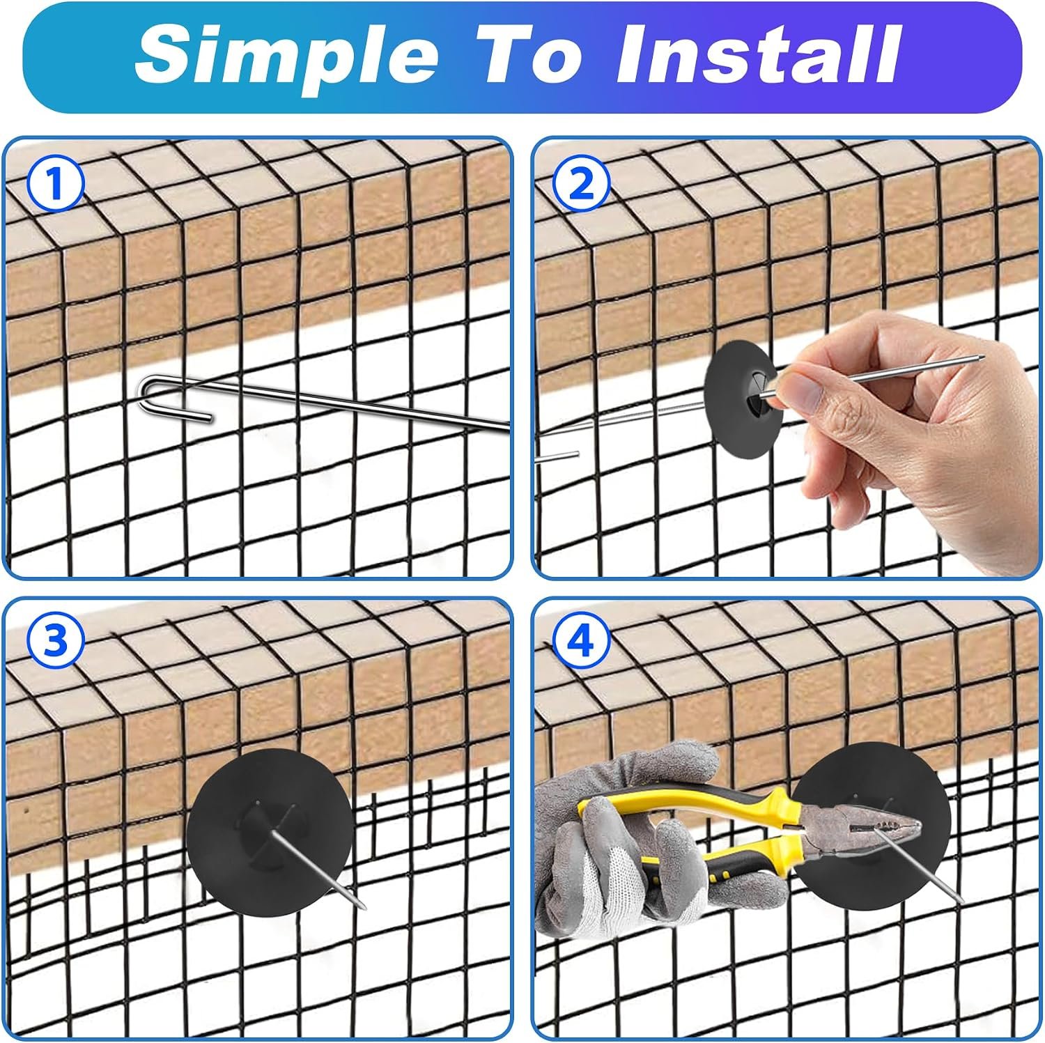 Solar Panel Bird Guard Fastener Clips, Stainless Steel Critter Guard Clips for Attaching Galvanized Welded Wire Mesh to Solar Panels, Solar Panel Hooks for Squirrel Proof Pigeon Bird Fence(60sets) - Image 6