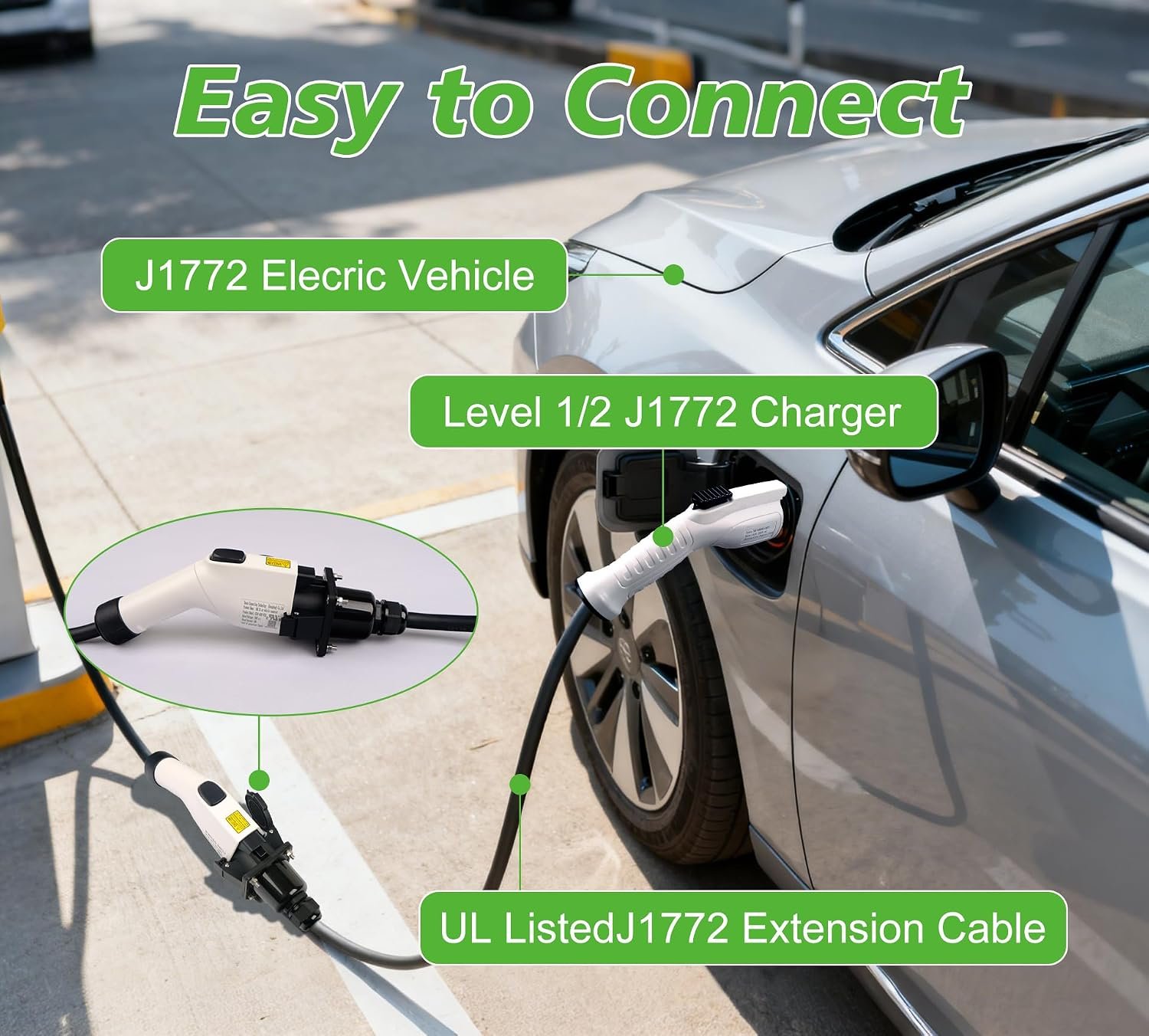 ENJOE EV Charger Extension Cable, 32Amp, 110V-240V 21ft Extension Cord for Electric Vehicle Charging Stations, Carrying Bag, EV Charging Extension Cable - Image 2