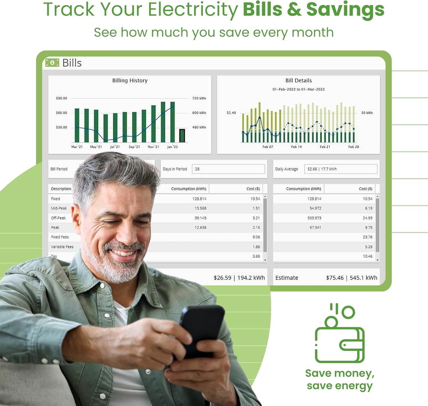 Smart Home Energy Monitor 200A 2.4GHz WiFi/Ethernet Net Metering | Real-Time Electricity Usage Meter, Whole House Power Consumption, Reports History, 2x200A Sensors, Made in North America - Image 3