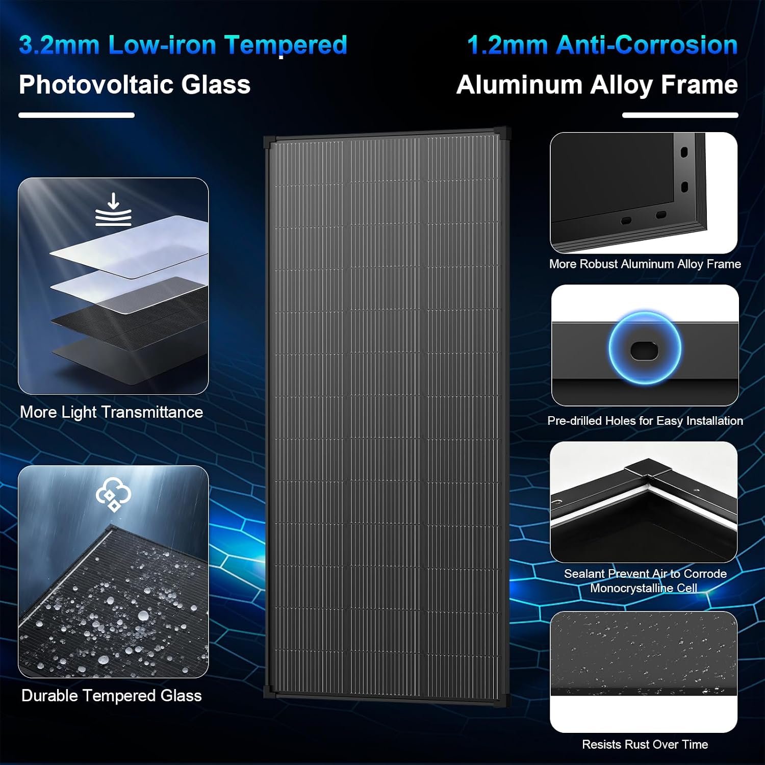 Solar Panels,200 watt Solar Panel 12v n Type 18bb Solar Panel | A+ Grade PV Module with IP68 Waterproof,25% Cell Efficiency 200w Solar Panels for RV Rooftop Farm Boat Home Off-Grid System - Image 7