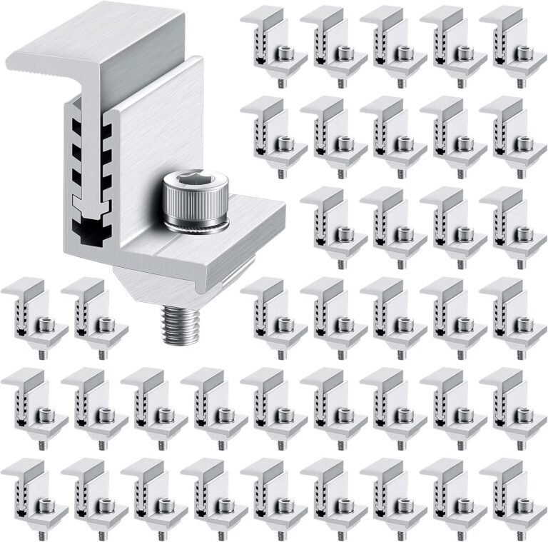 Zhengmy 40 Pack Solar Panel End Clamp Mounting Z Bracket Mid Clamps Aluminum Rail End Clamps Clips Adjustable Panels Grounding Gutter Kit for Pv Mounting System Install Hardware Fasteners Accessory