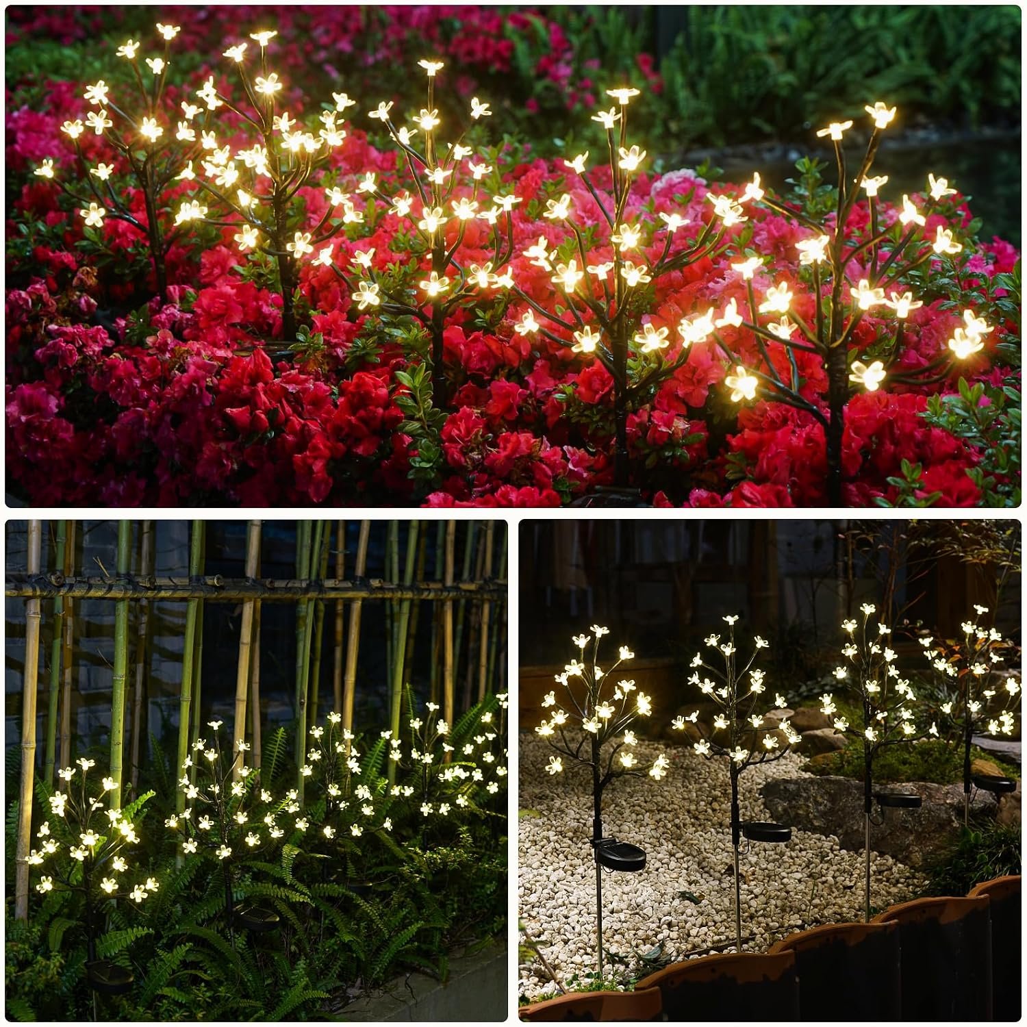 4 Pack Solar Lights Outdoor Waterproof, Garden Lights Solar Flowers | 2 Modes 80LED, Fairy Garden Decor for Outside, Yard, Patio, Pathway, Lawn Decorations, Gardening Gifts for Women Mom - Image 4
