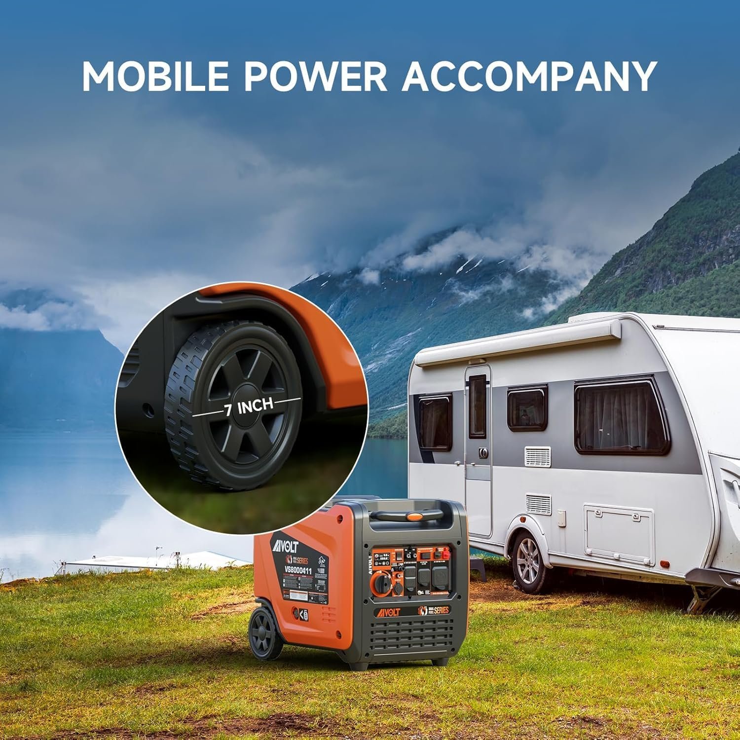 AIVOLT 8000W Dual Fuel Inverter Generator 50A RV Generator | Dual Fuel Ready, 120V/240V, Super Quiet 62 dBA, Clean Inverter Power, CO Auto-Shutoff, Electric Start, Portable with Wheels - Image 4