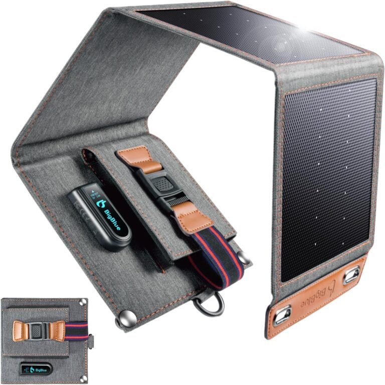 [Upgraded Tiny Solar Charger] BigBlue 14W Solar Panels with USB-A Port(5V/2.4A Max), IPX4 Waterproof, Portable Solar Phone Charger for Hiking, Compatible with iPhone X/8/7, Tablet, Samsung LG etc