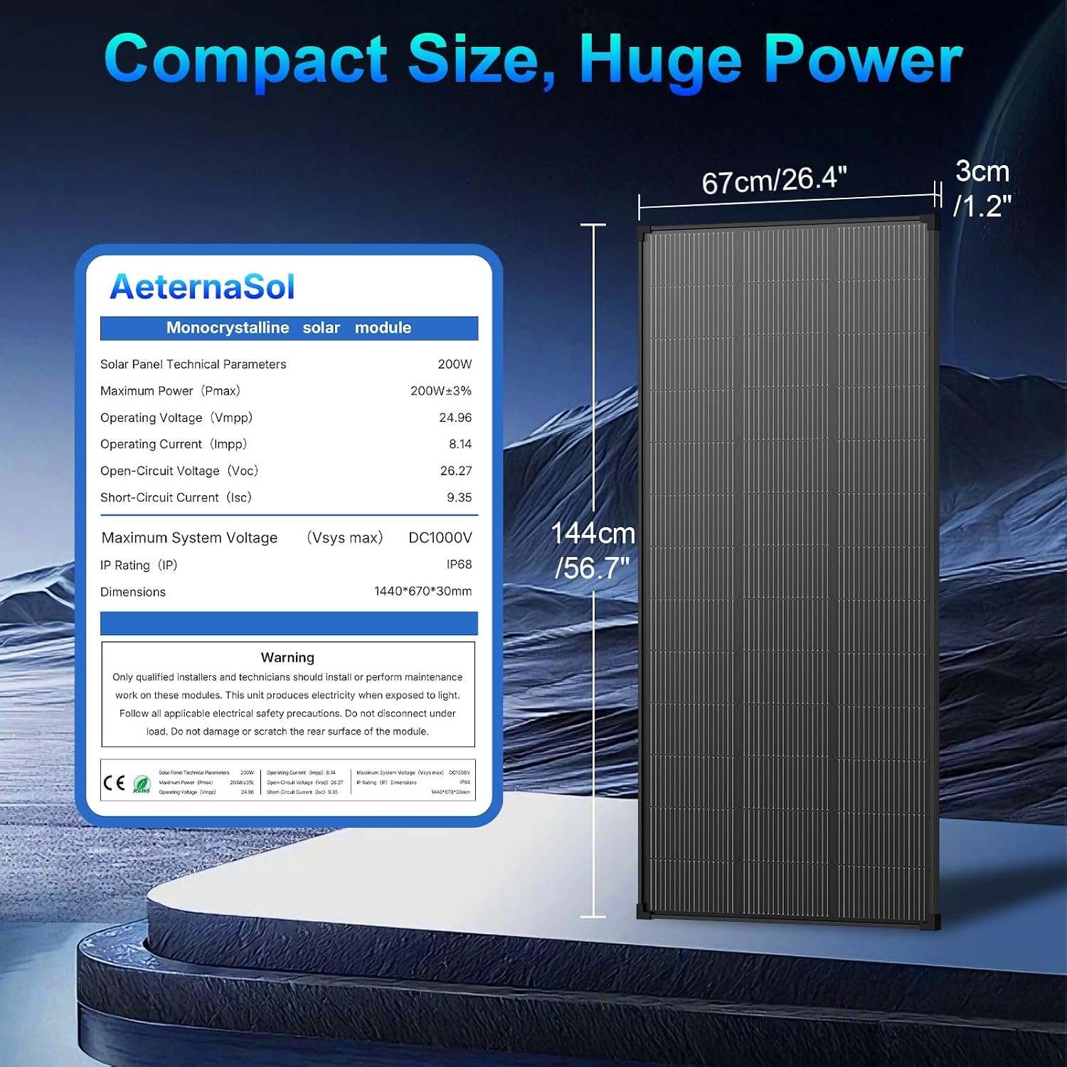 Solar Panels,200 watt Solar Panel 12v n Type 18bb Solar Panel | A+ Grade PV Module with IP68 Waterproof,25% Cell Efficiency 200w Solar Panels for RV Rooftop Farm Boat Home Off-Grid System - Image 5