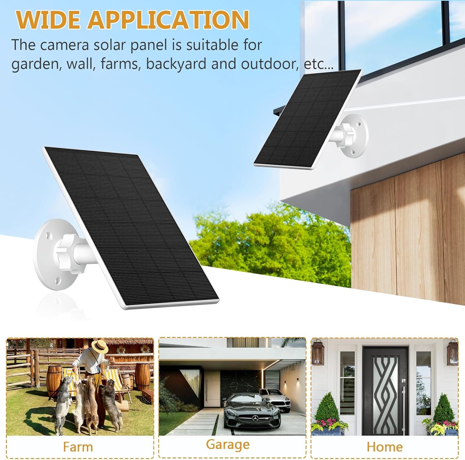 Zivif 2W Camera Security Solar Panel with USB and USB-C Port, 2 Pack, White | Solar Charger Compatible with 5V Rechargeable Battery Camera, 360° Adjustable Mount, 7.2ft Cable, White - Image 6