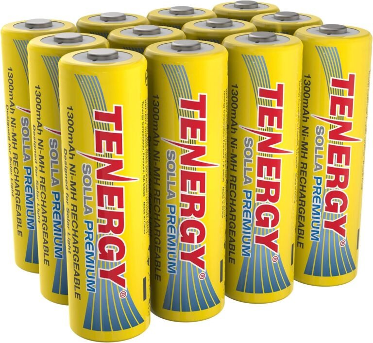 Tenergy Solla Premium Rechargeable NiMH AA Battery, 1300mAh Solar Batteries for Solar Garden Lights, Anti-Leak, Outdoor Durability, 5+ Years Performance, UL Certified, Pre-Charged 12 Pack