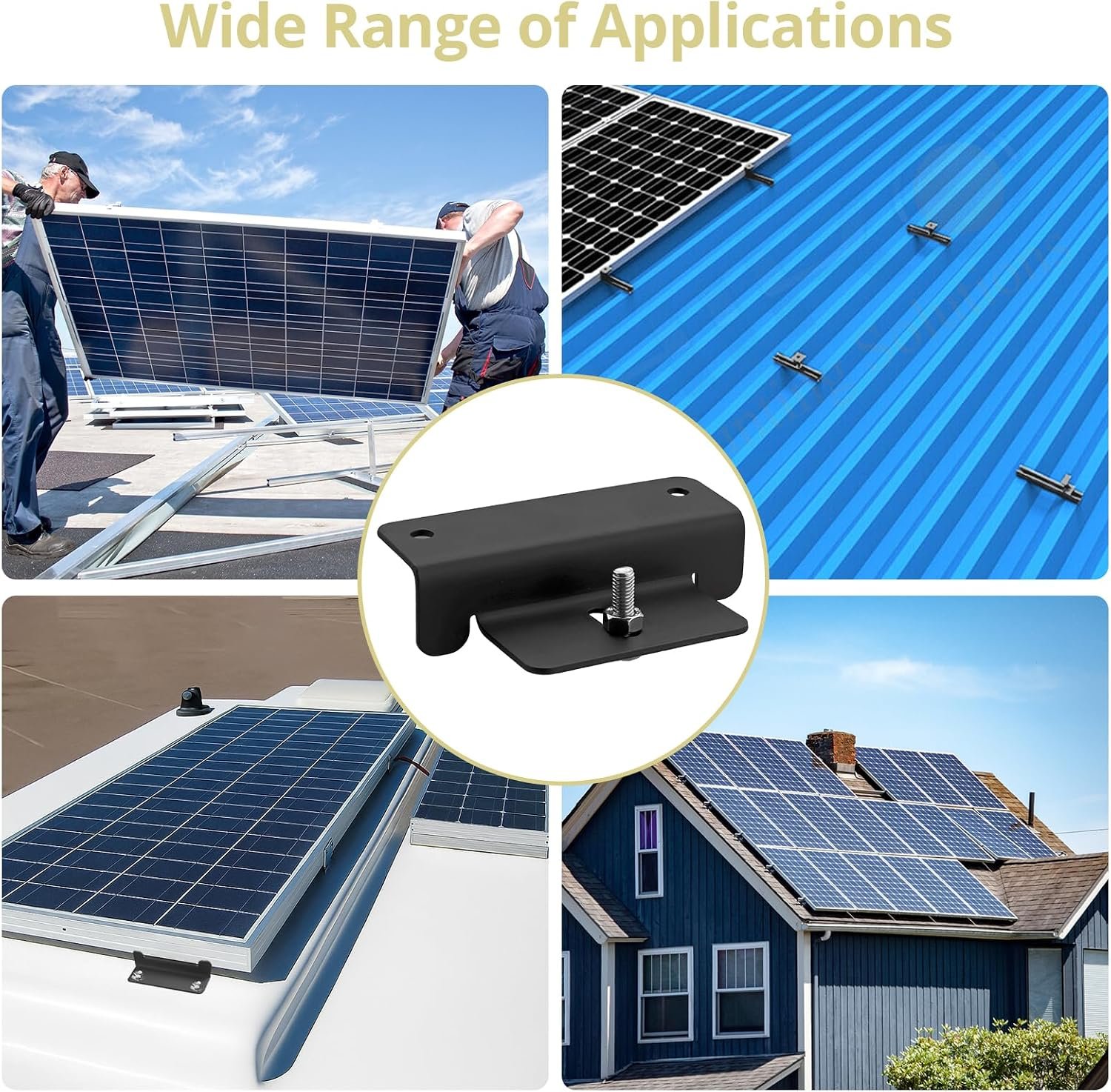 Anbte 4PCS Solar Panel Z Brackets for RV Roof, Solar Mounting Bracket,Black | Aluminum Solar Panel Mounting Brackets, Corrosion-Free, Easy Install, Lightweight, For Roof, RV, Boat, Yacht, Trailers - Image 6
