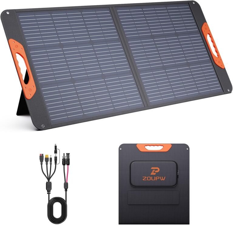 ZOUPW 100W Portable Solar Panel for Power Station,23.5% Efficiency Mono Foldable Solar Charger for Jackery 300/Ecoflow River/Anker/Bluetti,IP67 Waterproof for Camping RV Off-Grid Emergency Power