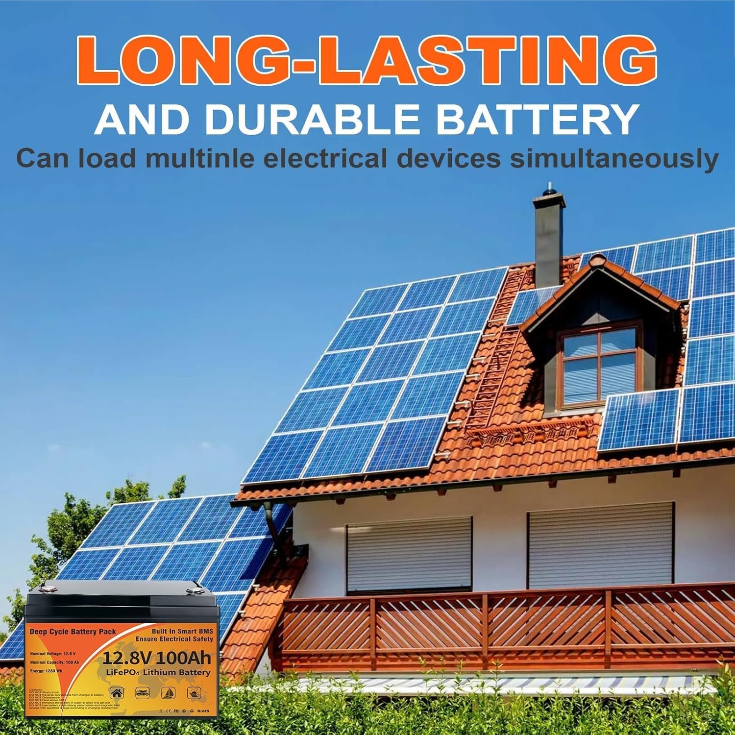 12V 100Ah LiFePO4 Battery, 1280Wh Lithium Battery Group 31 Smart 100A BMS, 15000+ Deep Cycles 10-Year Lifespan Low Temp Protection Lightweight Max 4P4S 1280Wh for Trolling Motor, RVs, Marine, Off-Grid - Image 8