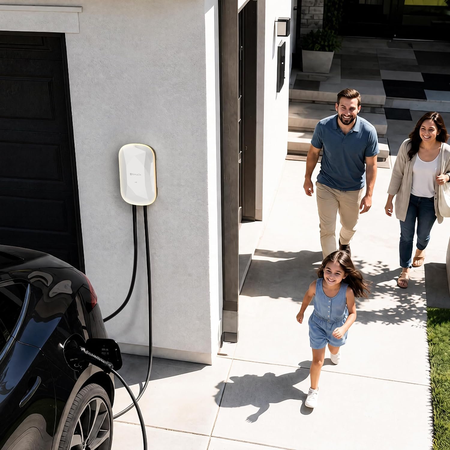 RIPPLEON Level 2 EV Charger - Hardwired/48Amp/11.5KW/240V, UL2594, ETL, FCC | Compatible for All North American EVs/EV Charger Level 2 with Dual Plug Type - 25ft Cable/Smart App/Weatherproof/Lunar Pearl - Image 5