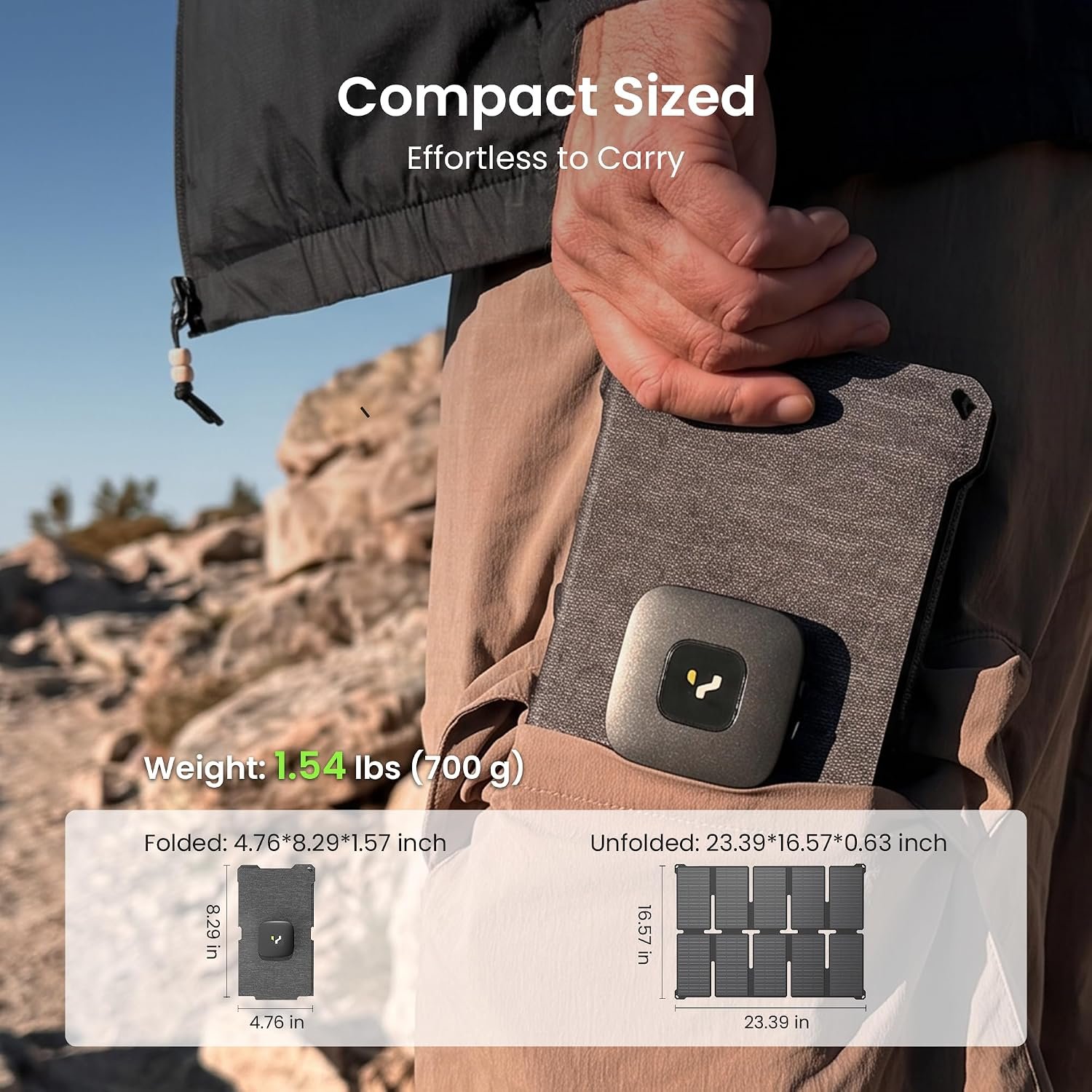 35W Portable Solar Panel Charger, 25.4% Efficiency, USB-C and USB-A | USB-C PD and USB-A QC ports charge phones and power banks; 1.5 lb foldable IP68-rated design fits backpacking and hiking - Image 3