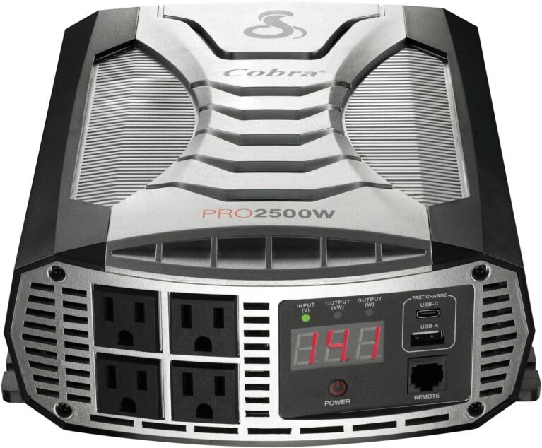 Cobra PRO 2500W Professional Grade Power Inverter, Portable – 2500-Watt Car Charger, 4 Grounded AC Outlets, 2 Fast Charge USB Ports and Remote Controller (CPIALCDG1) Compatible | 2500-Watt Car Charger, 4 Grounded AC Outlets, 2 Fast Charge USB Ports and Remote Controller (CPIALCDG1) Compatible