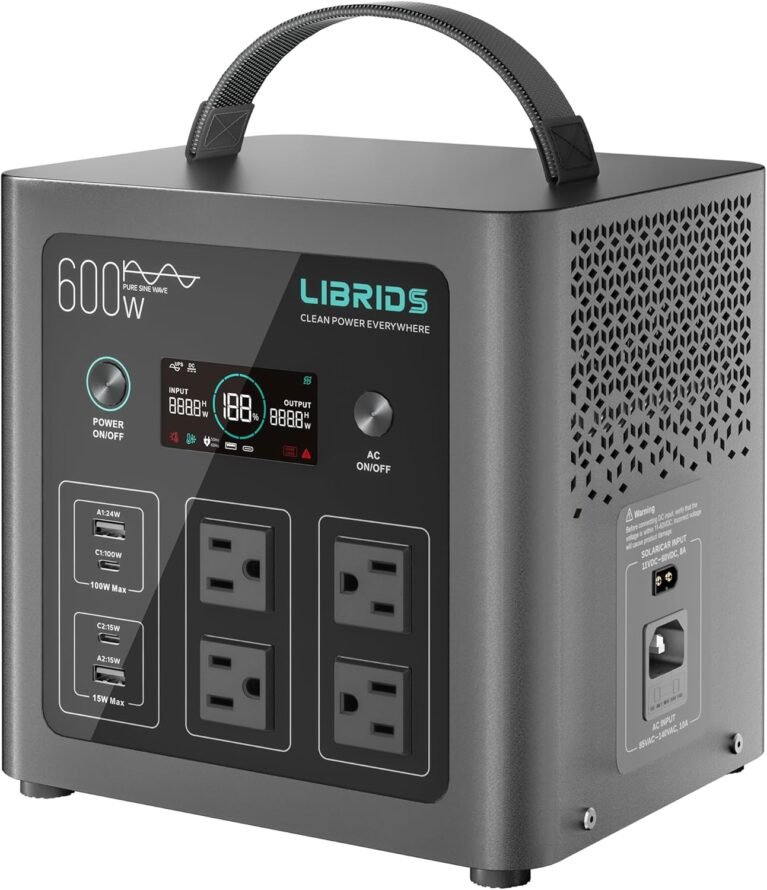 LIBRIDS Portable Power Station 640Wh, 1200W Surge, Solar Generator 4 AC | Backup LiFePO4 Battery, 1.5Hr Charge, 10ms UPS, 8 Ports, Pure Sine Wave Metal Design for RV Camping, Home Backup & Emergency