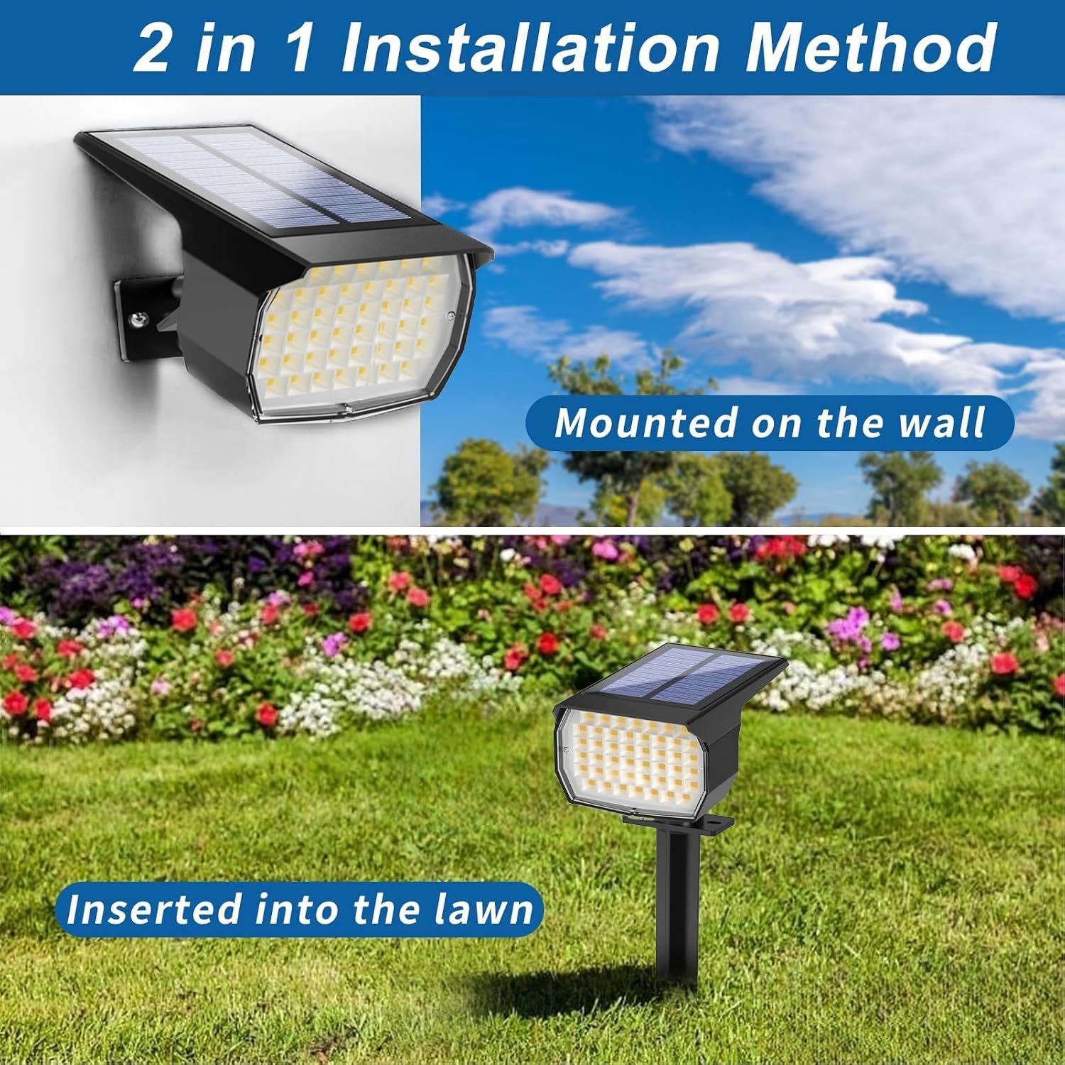 WENATY Solar Spot Lights Outdoor Waterproof Spotlights 12 Pack Warm White | 46LED, 3 Mode, Auto On/Off Landscape Spotlights Solar Powered Flood Lights for Outside Pathway Yard Garden House Walkway Tree - Image 5