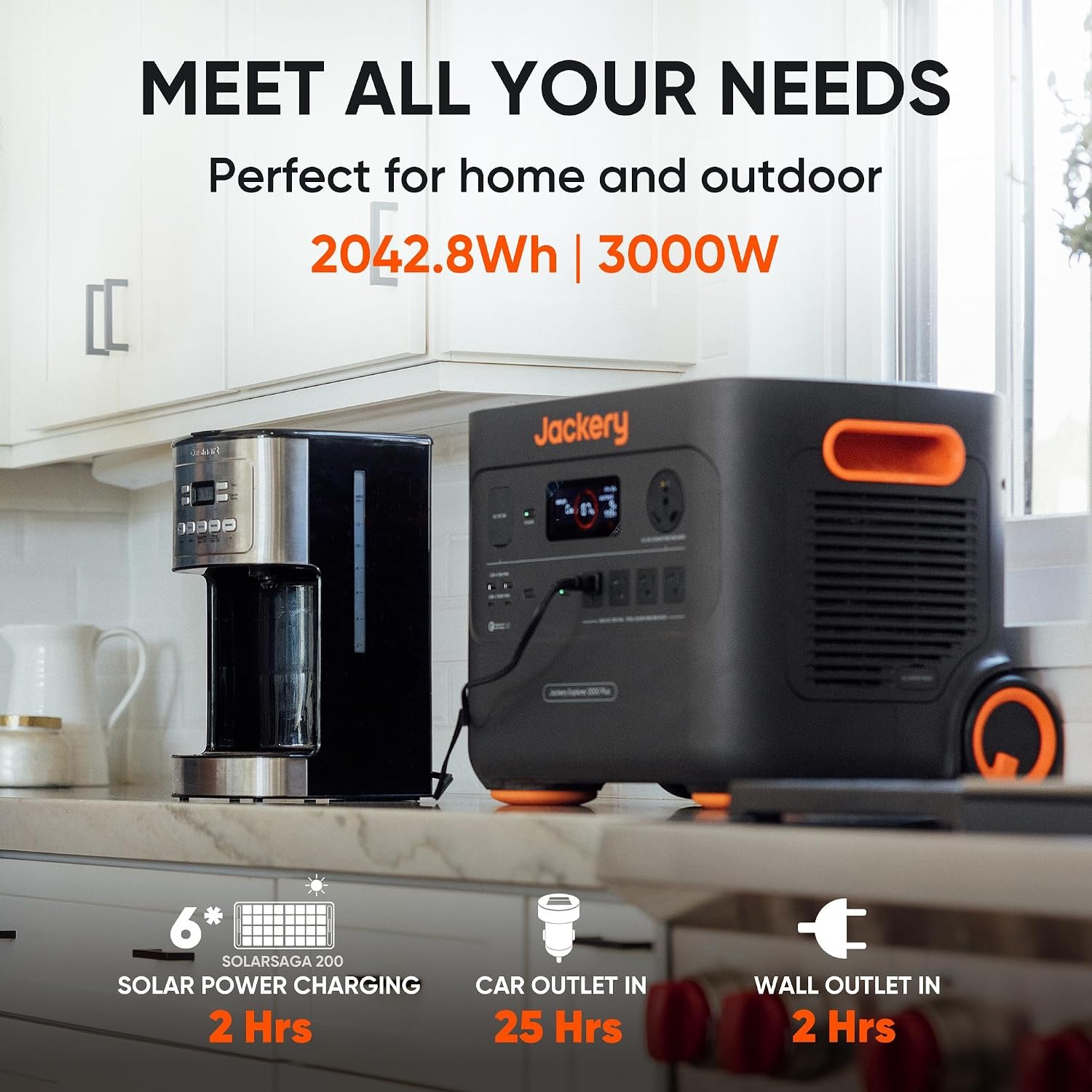 Jackery Explorer 2000 Plus Portable Power Station, 2042Wh, 3000W AC Output | LiFePO4 Battery, Expandable to 24kWh, UPS Home Backup, Solar Generator for Emergency, Camping, RV (Solar Panel Optional) - Image 2