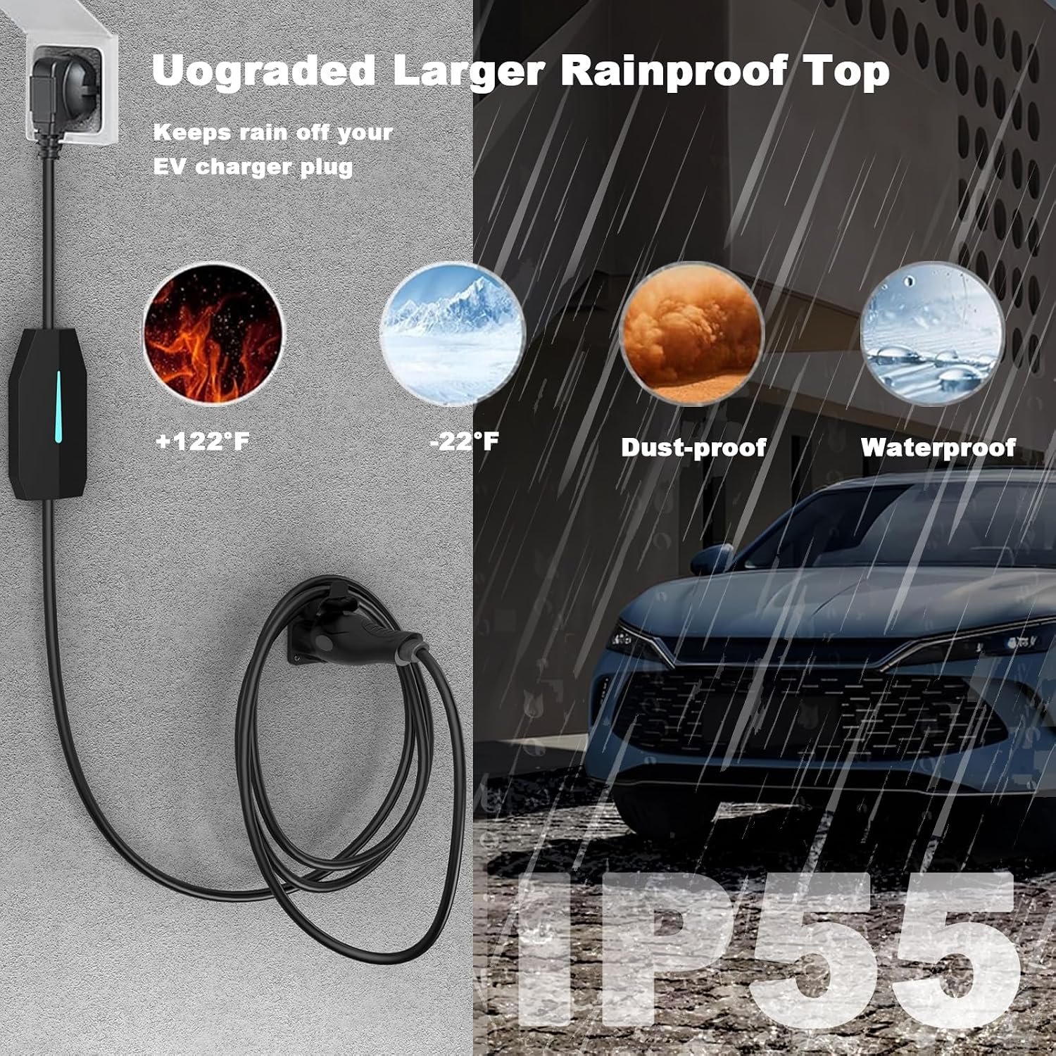 EV Charger Holder Wall Mount Electric Car Charging Cable Holster for SAE J1772 Charging Plug & Connector - Image 4