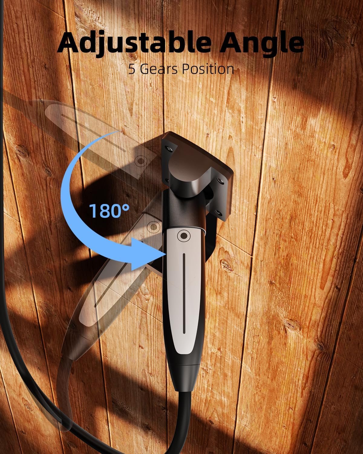 FOCSPROD for Tesla Charger Holder, with 180° Rotation Nozzle Dock, Metal J-Hook for Tesla Model 3/Y/X/S Charger Cable Car Accessories Wall Connector Organizer Extra with Mobile Connector Holder - Image 2