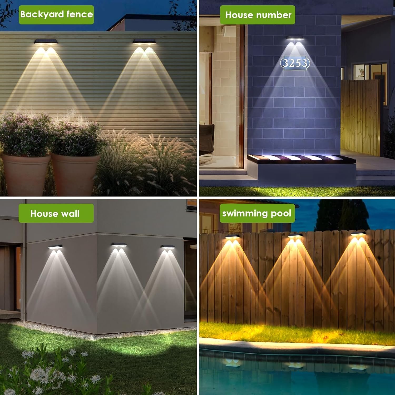 Solar Fence Lights Outdoor, 2700/4000/6000K 3 Mode, 8-12H, Black, 8 Pack | IP65 Waterproof, Fence Lights Solar Powered for Outside, Backyard, Railing, Step, Patio,Wall and Home Improvement - Image 6