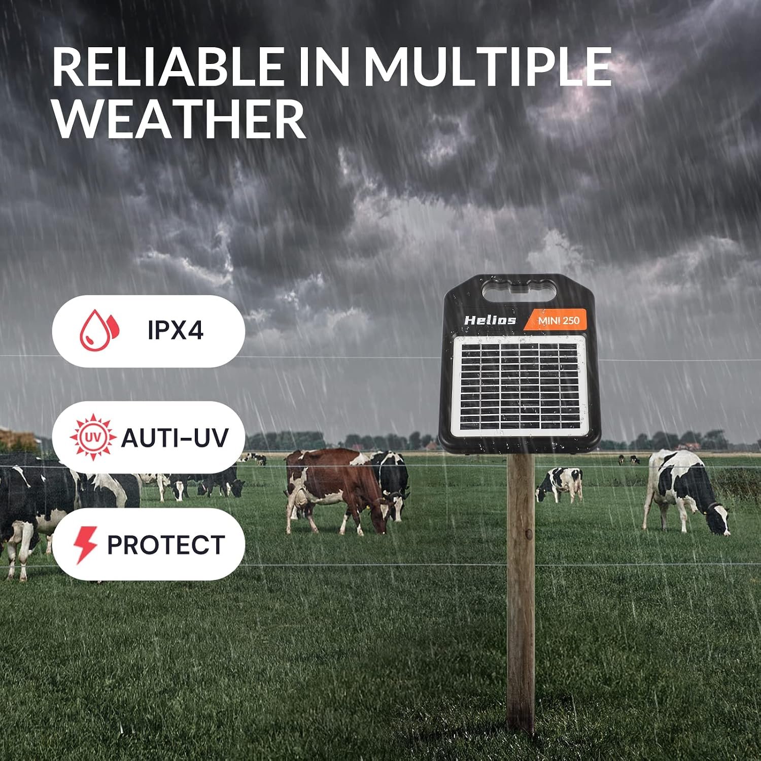Andmon MINI250 Solar Electric Fence Charger with Day or Night Mode, 0.25Joule Portable Solar Fence Charger - Image 2