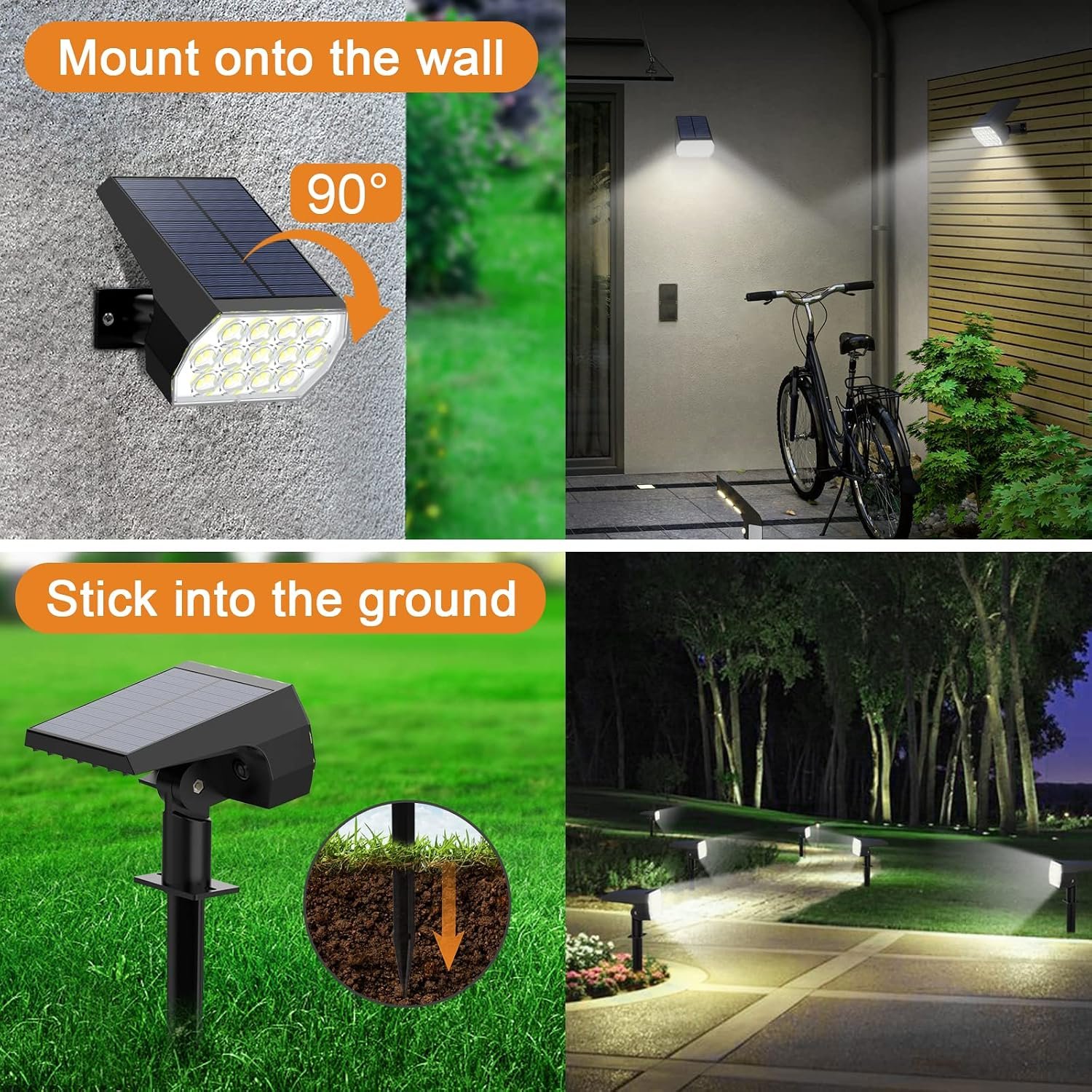 WELALO Solar Light Outdoor, IP68 Waterproof, Cool White, 6 Pack | 65LED, 3 Lighting Modes, 6 Pack Solar Spot light for Outside Yard Garden Pathway Landscape Walkway Driveway Garage House Tree - Image 5